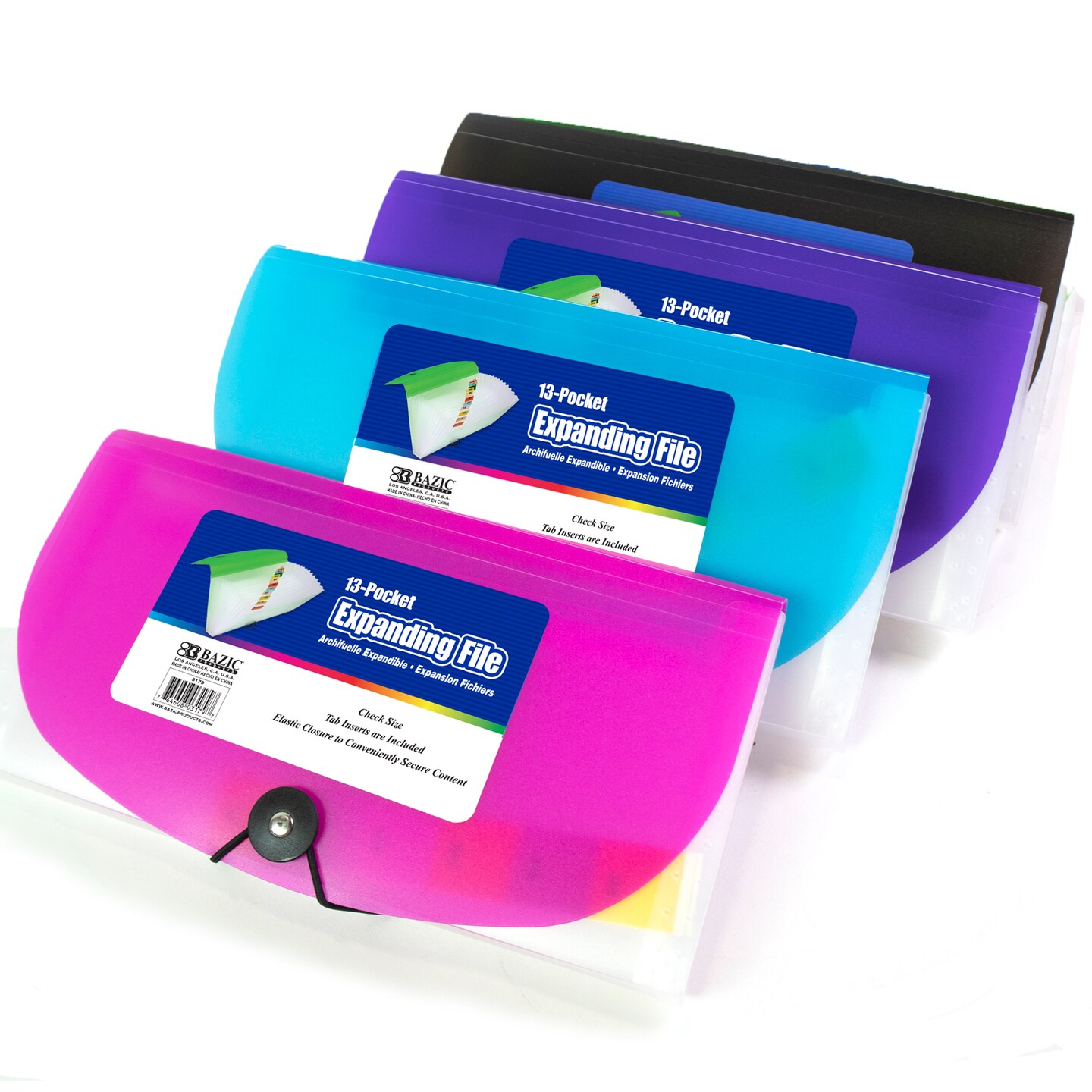 BAZIC Expanding File Check Size Poly 13-Pocket