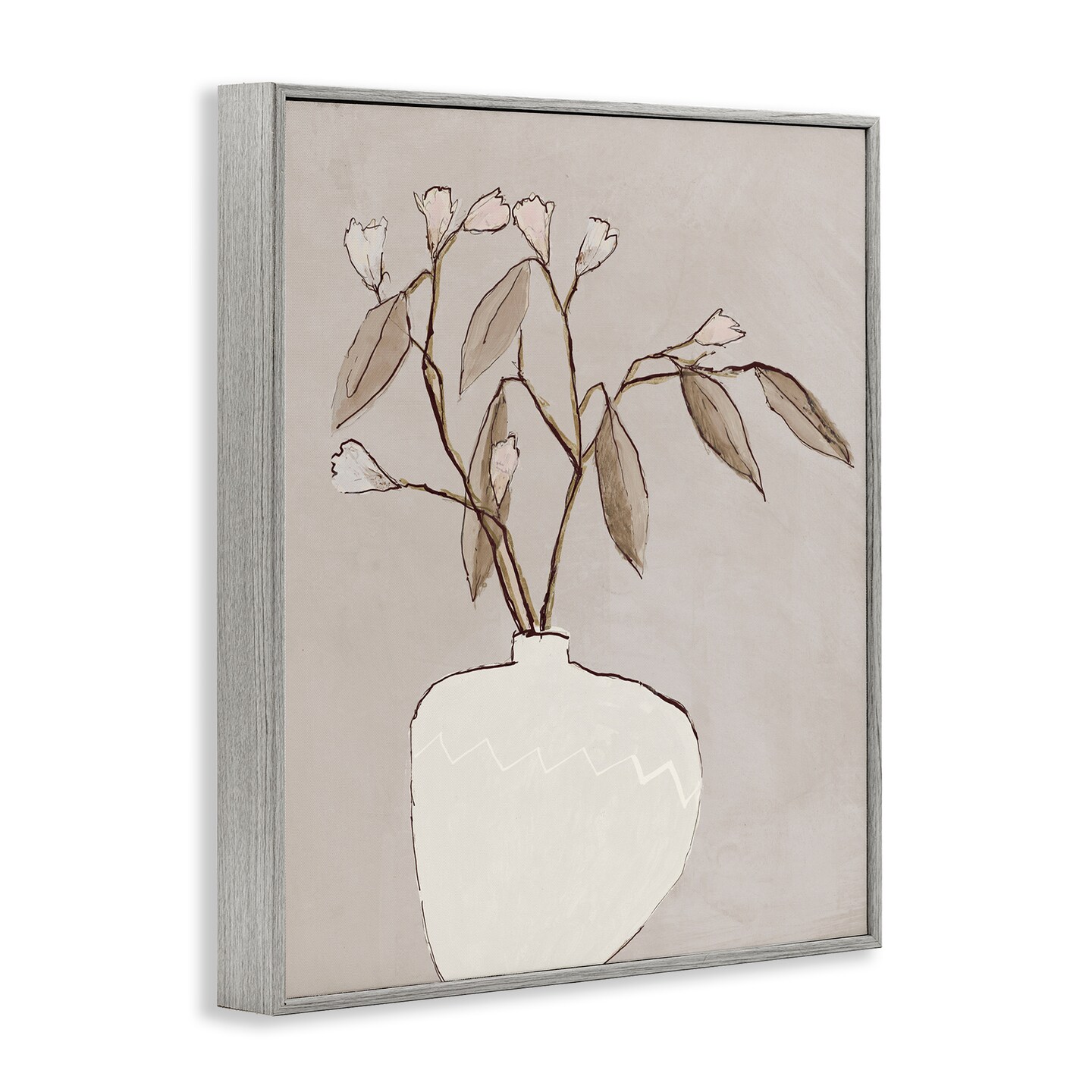 Stupell Industries Neutral Tan Greenery Framed Giclee Wall Art Design by Lorenzo Collective