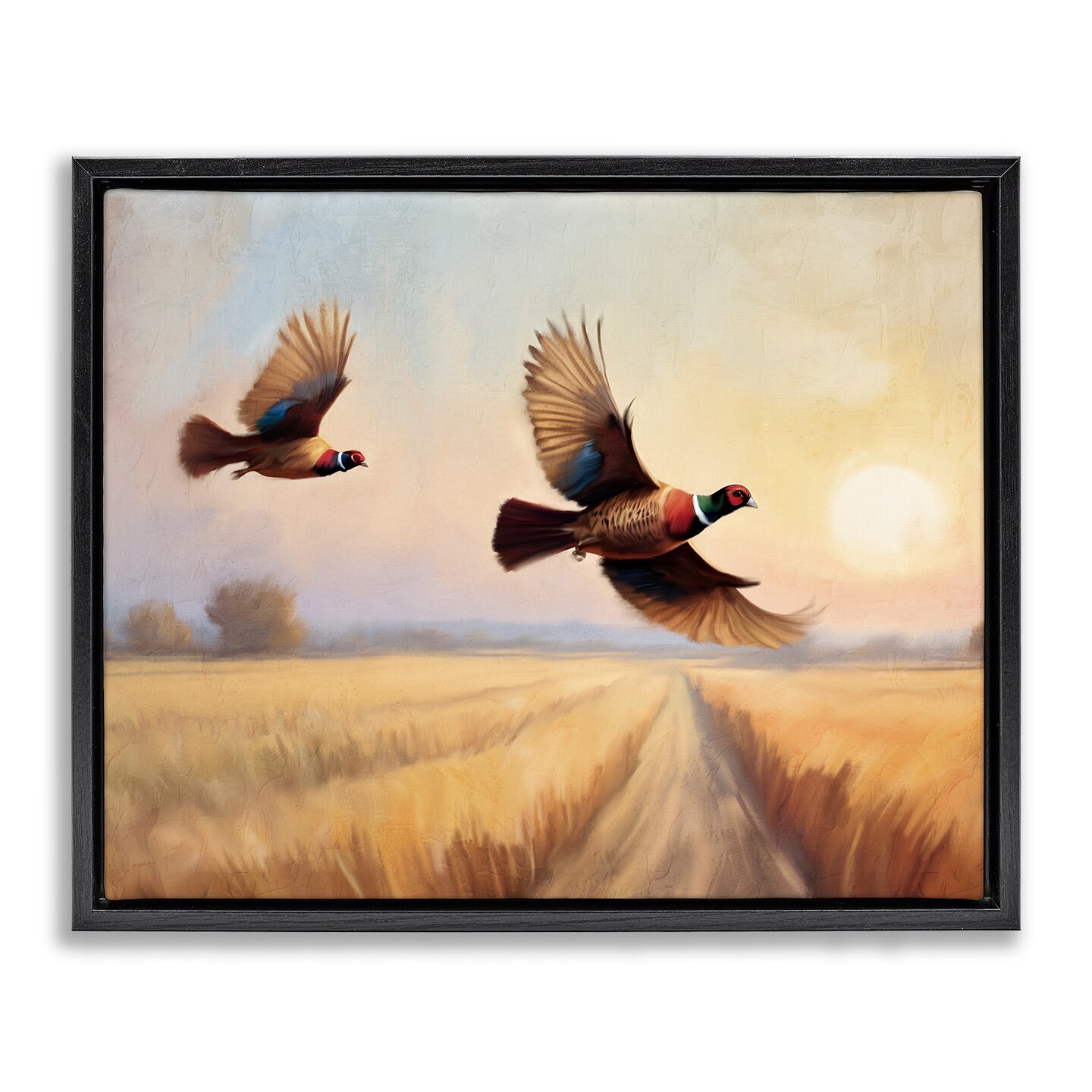 Stupell Industries Fall Flight Pheasants Framed Floater Canvas Wall Art Design by Kim Allen