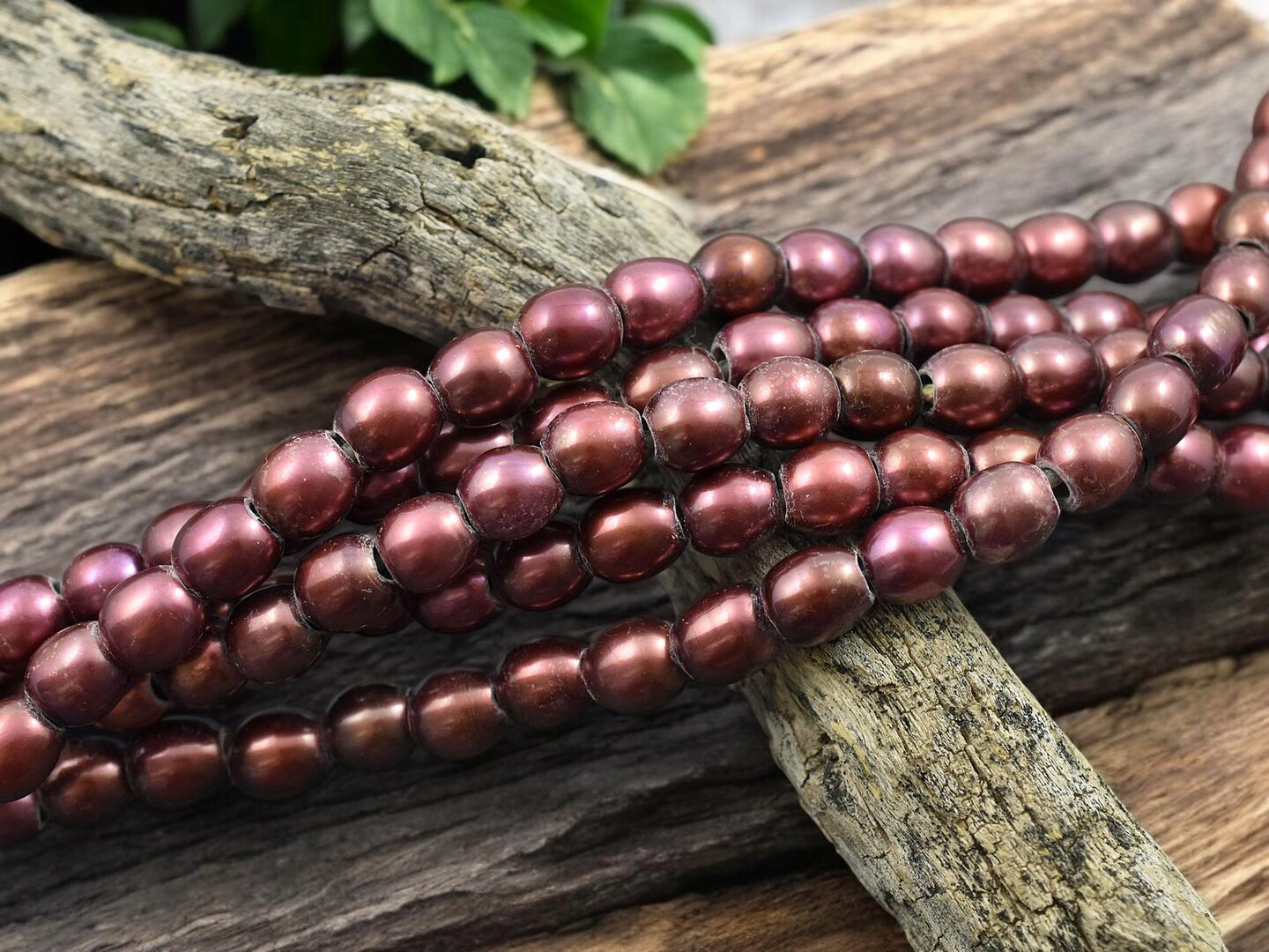 8mm Pink Bronze Large Hole Fresh Water Potato Pearls (8&#x22; Strand)