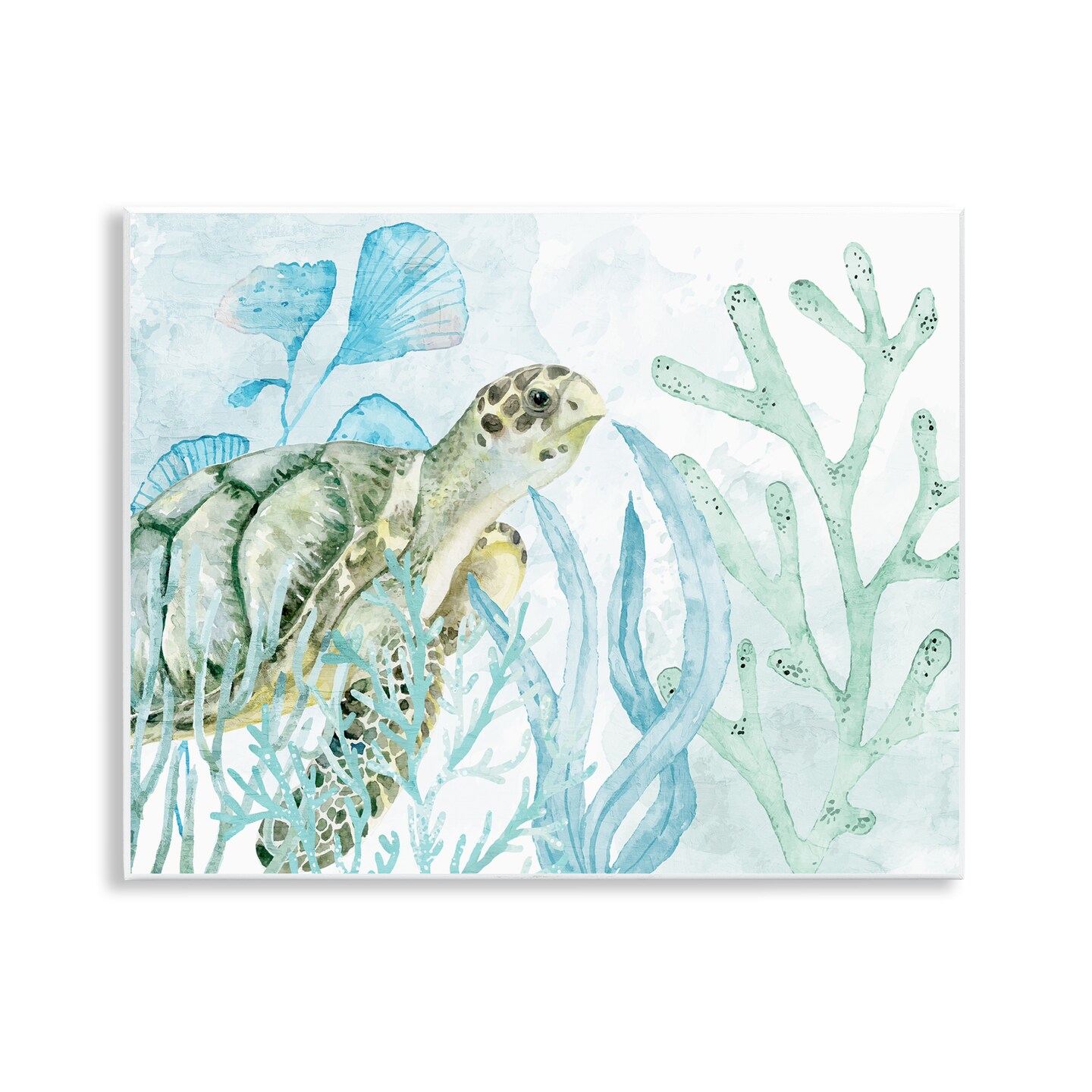 Stupell Industries Turtle in Watercolor Coral Wall Plaque Art Design by Kim Allen