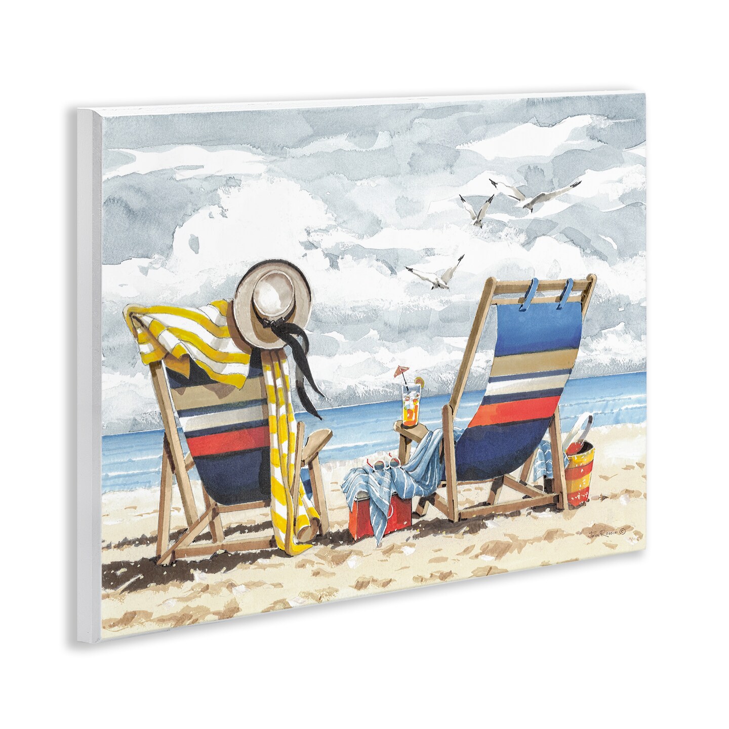 Stupell Industries Peaceful Beach Chairs Hangout Wall Plaque Art Design by John Rossini