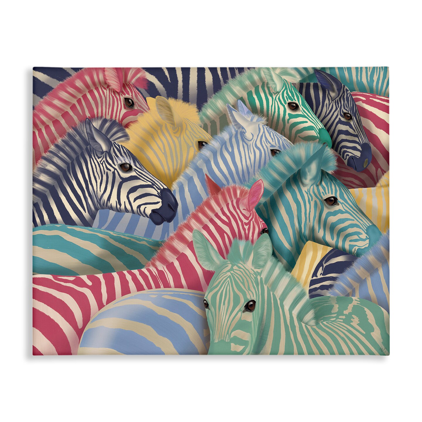 Stupell Industries Modern Hued Zebras Canvas Wall Art Design by Fab Funky