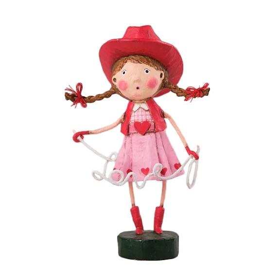 Lori Mitchell Valentine's Day Decor Lassoed by Love Cowgirl Figurine for Tabletop