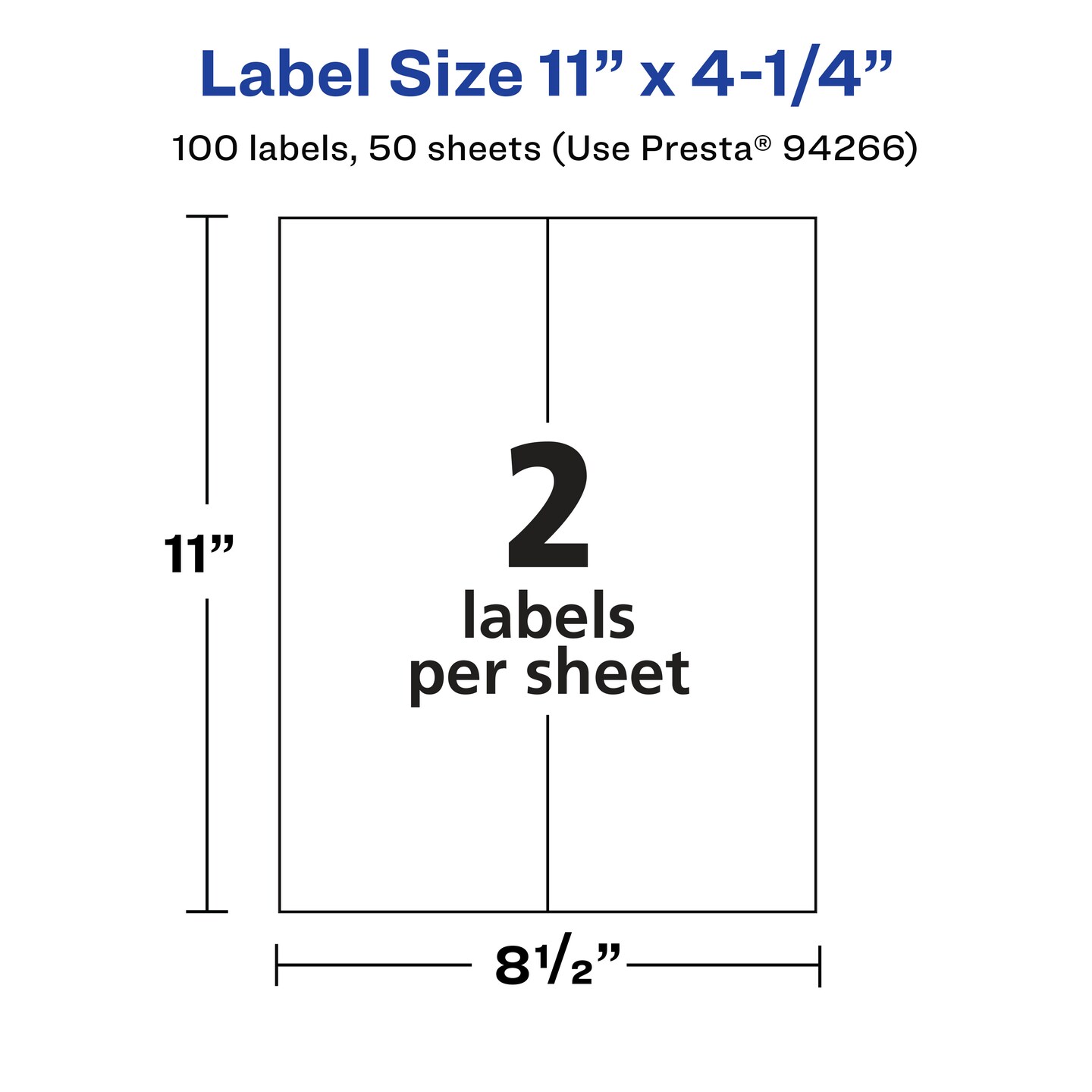 Avery Matte Clear Labels,  11&#x22; x 4-1/4&#x22; Rectangle