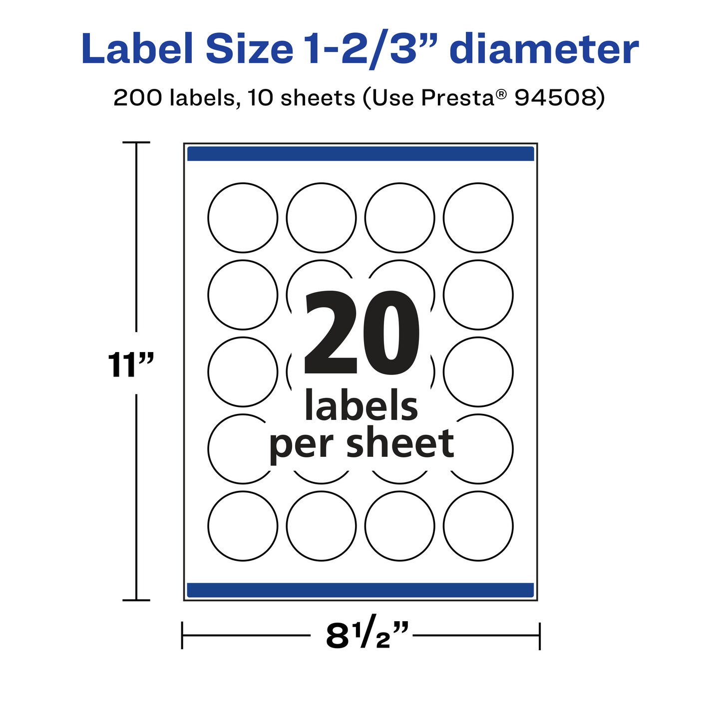 Avery Matte Clear Labels,  1-2/3&#x22; diameter Round
