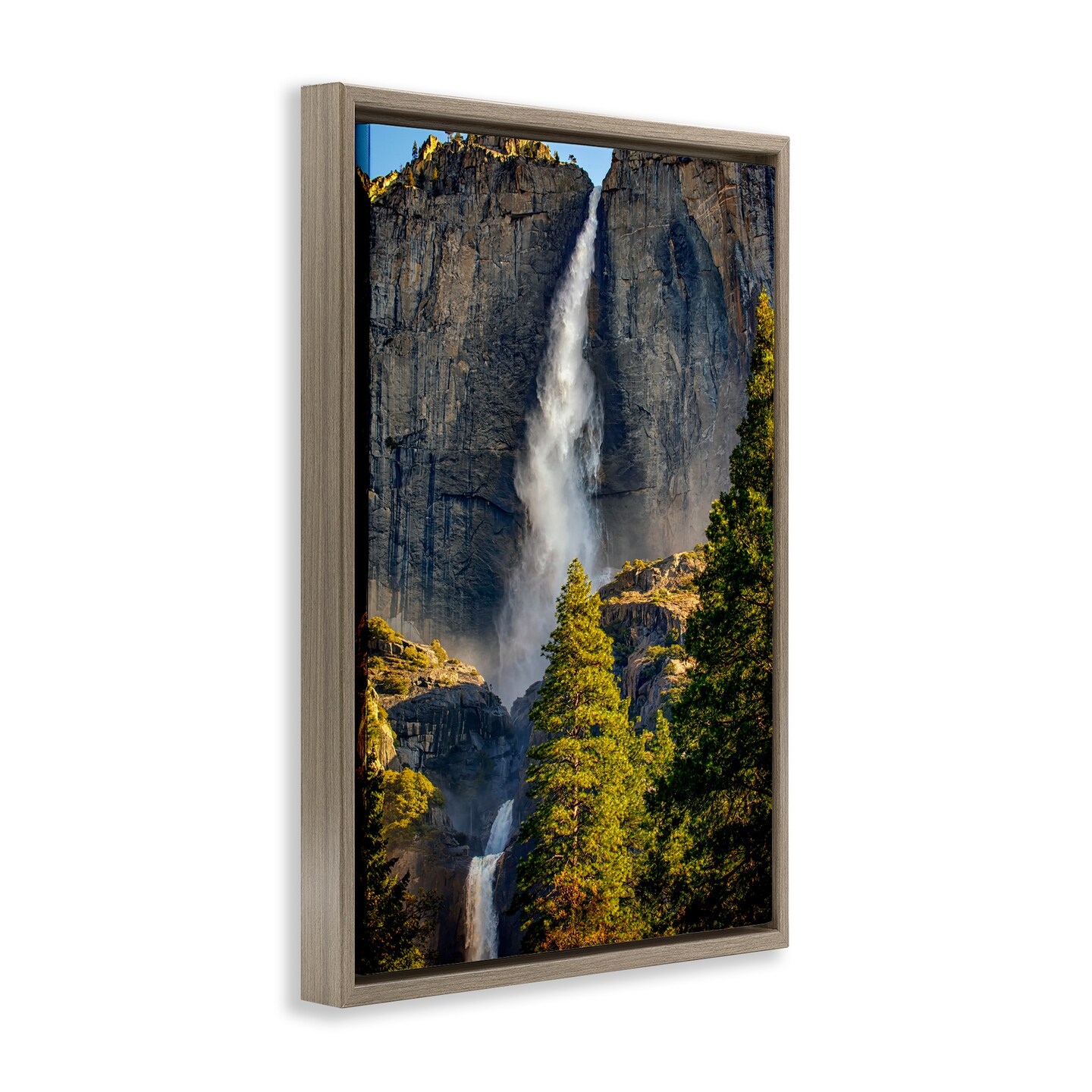 Stupell Industries Waterfall Between Cliffs Framed Floater Canvas Wall Art Design by Rick Berk