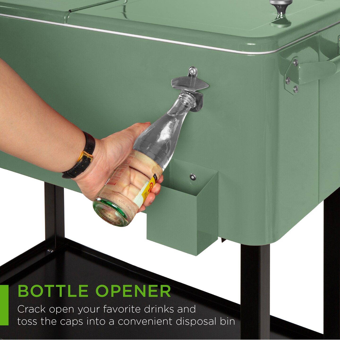 Best Choice Products 80qt Steel Rolling Cooler Cart w/ Bottle Opener, Catch Tray, Drain Plug, Locking Wheels