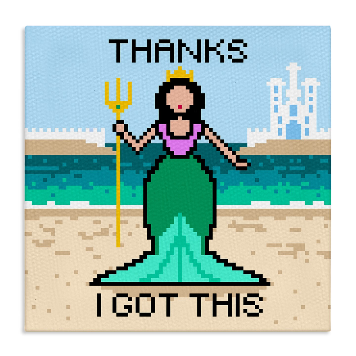 Stupell Industries I Got This Pixel Mermaid Canvas Wall Art Design by Grace Popp