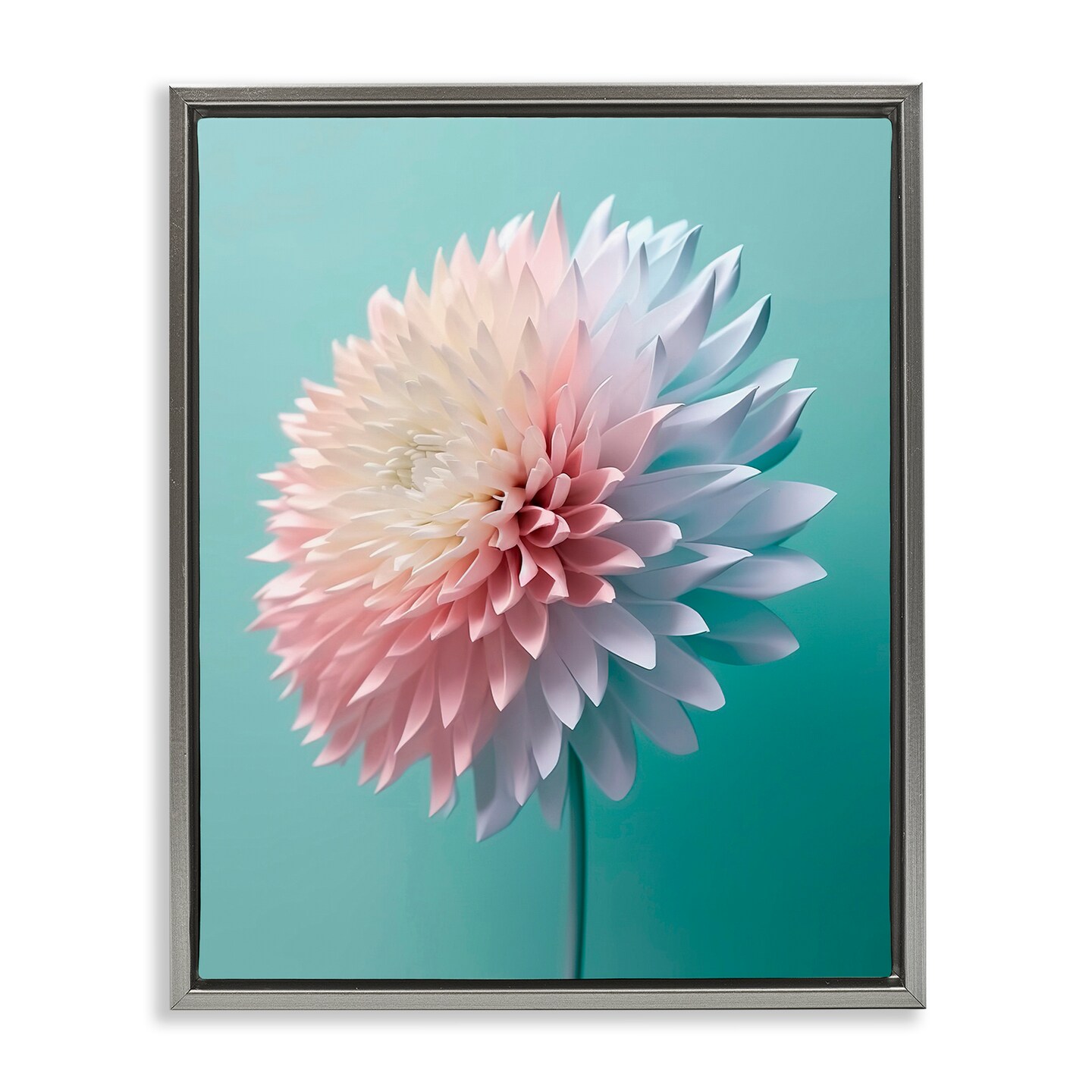 Stupell Industries Detailed Dahlia on Blue Framed Floater Canvas Wall Art Design by Incado