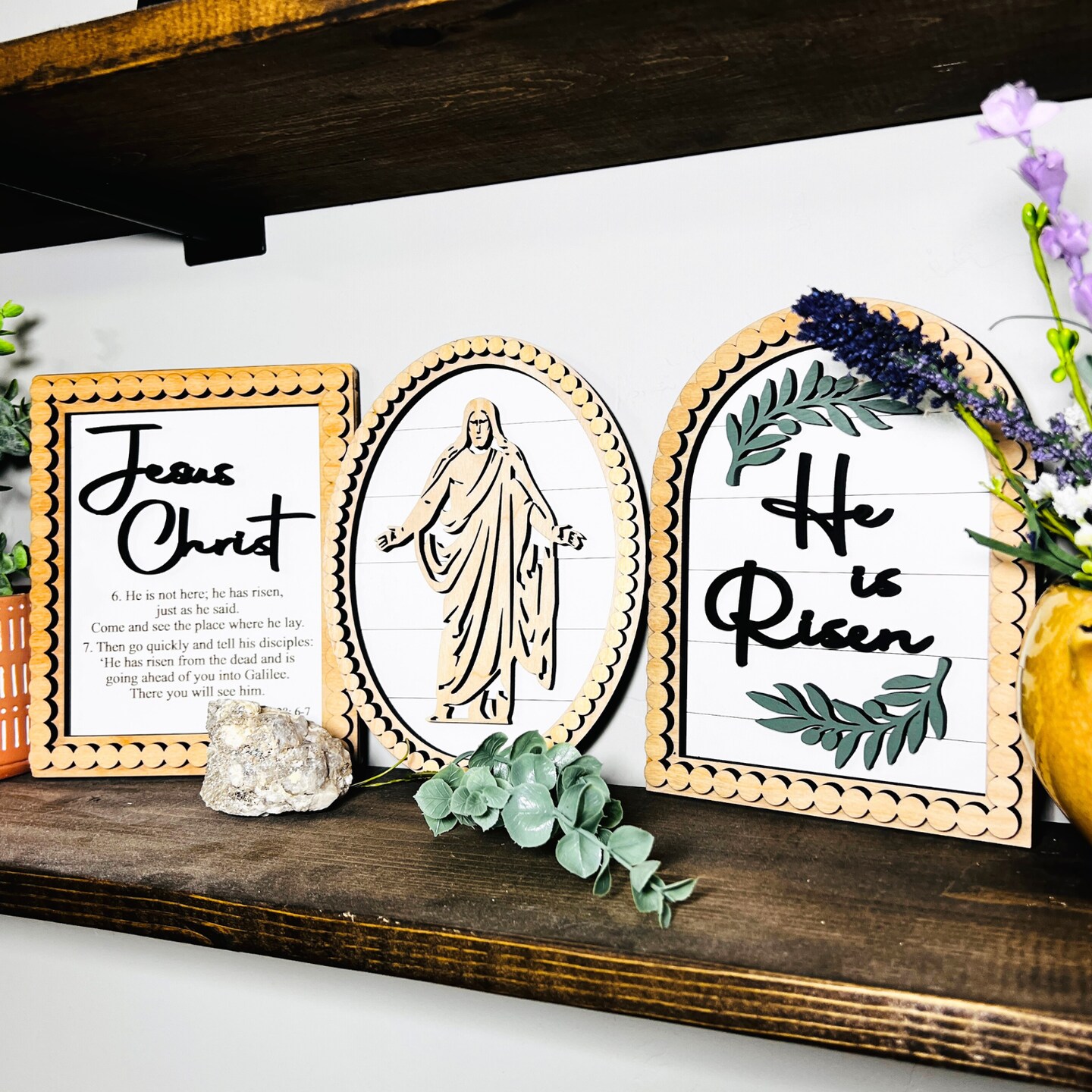 Christ Sign Set | Laser Cut Birch Set | Resurrection Decor
