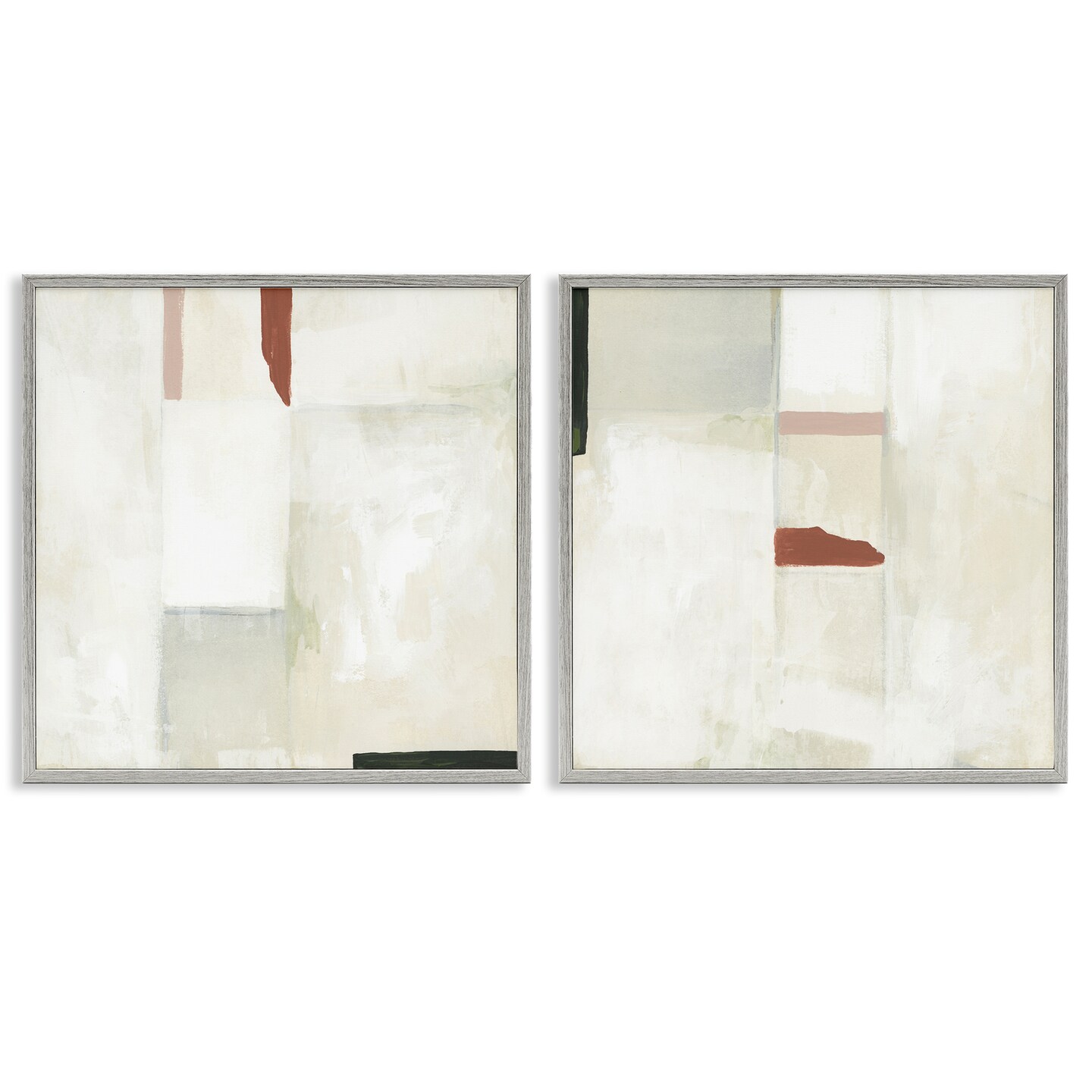 Stupell Industries Neutral Rectangles Mauve Effects 2 pc Framed Giclee Wall Art Set Design by June Erica Vess