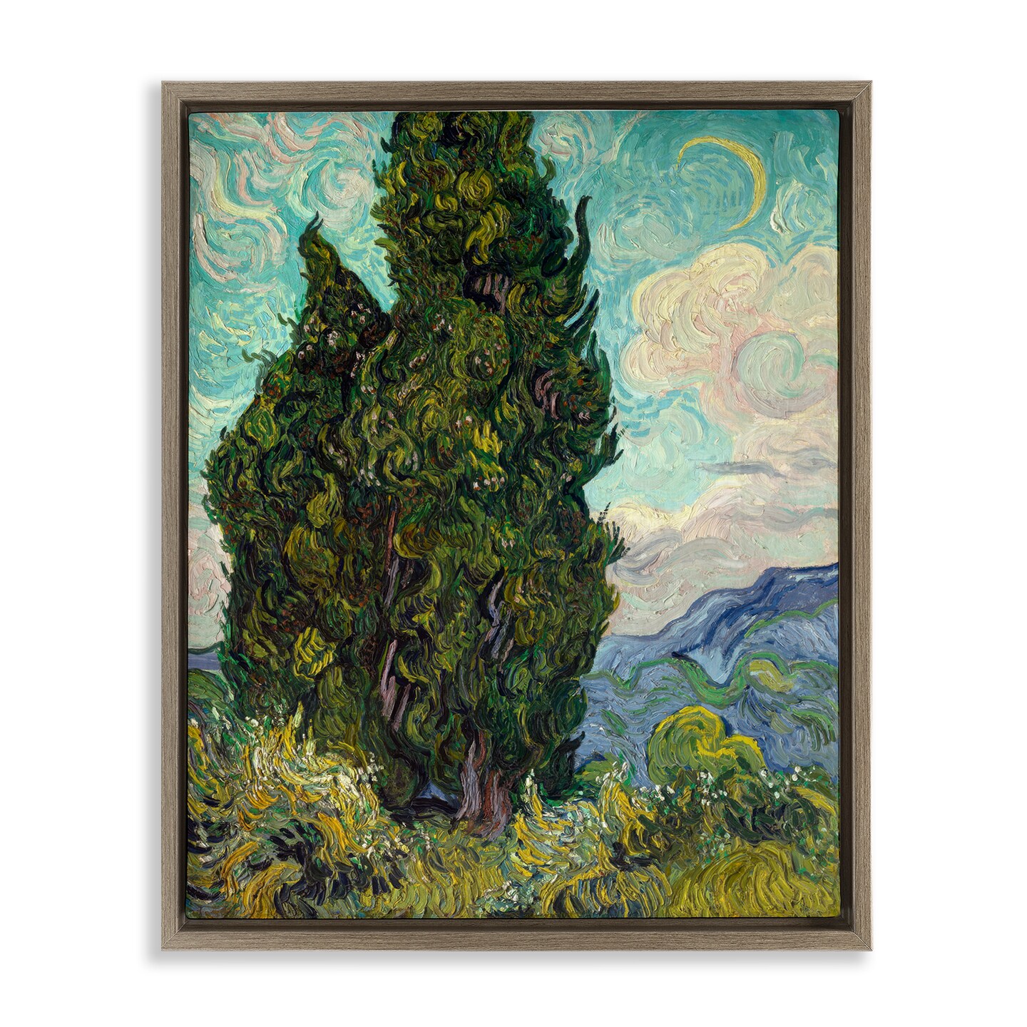 Stupell Industries Van Gogh Cypress Landscape Framed Floater Canvas Wall Art Design by one1000paintings
