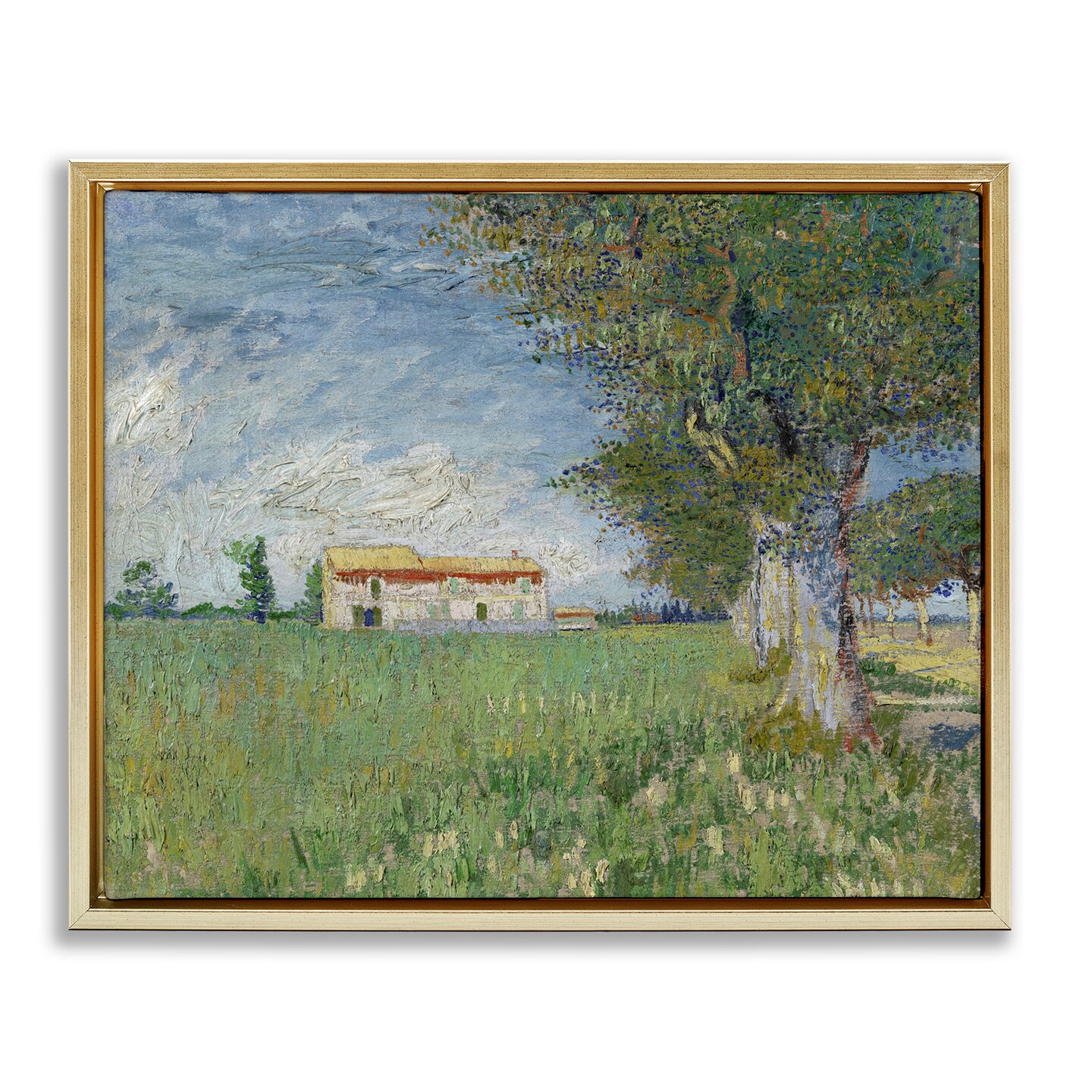 Stupell Industries Van Gogh Farmhouse in Corn Framed Floater Canvas Wall Art Design by one1000paintings