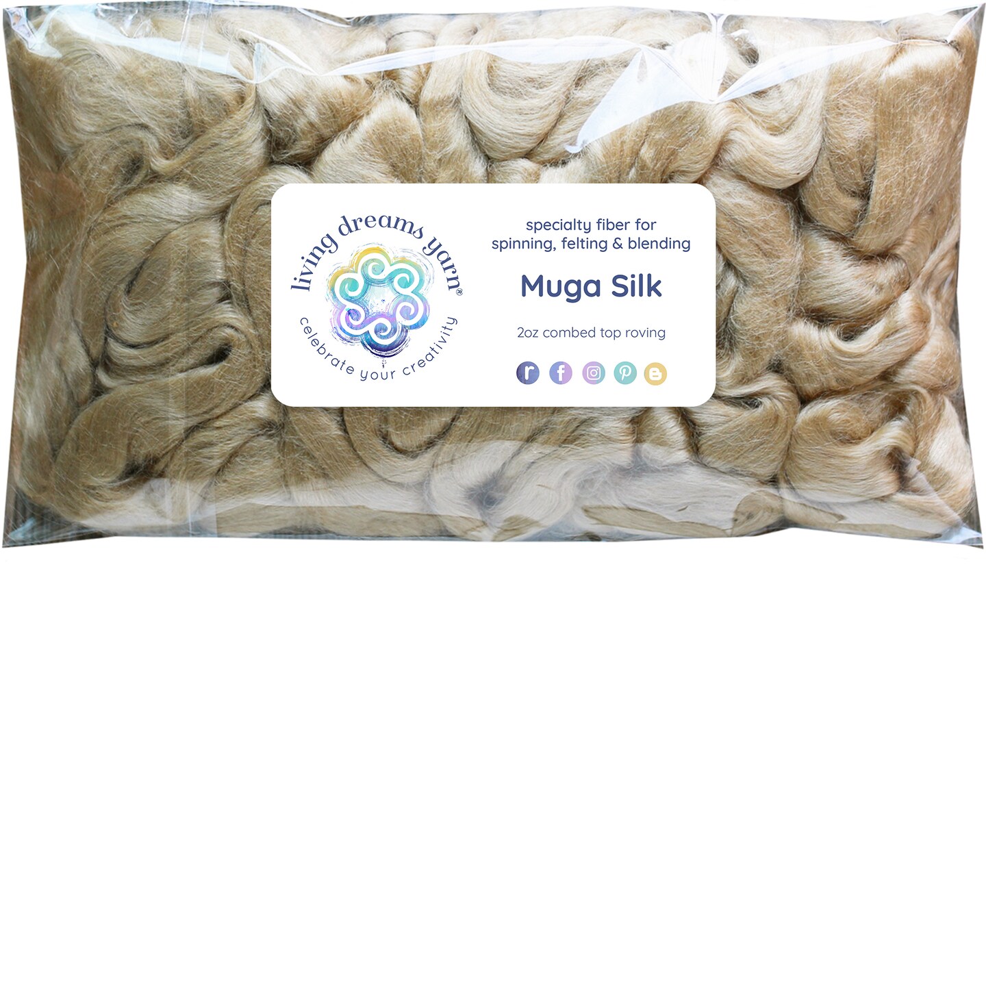 2oz Muga Silk Fiber: Premium Grade Natural Gold Undyed Combed Top Roving for Spinning, Blending, Felting, Dyeing, Weaving, Paper Making.