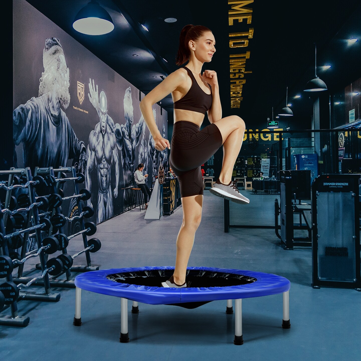 38 Inch Mini Folding Trampoline Portable Leisure Fitness Backboard
