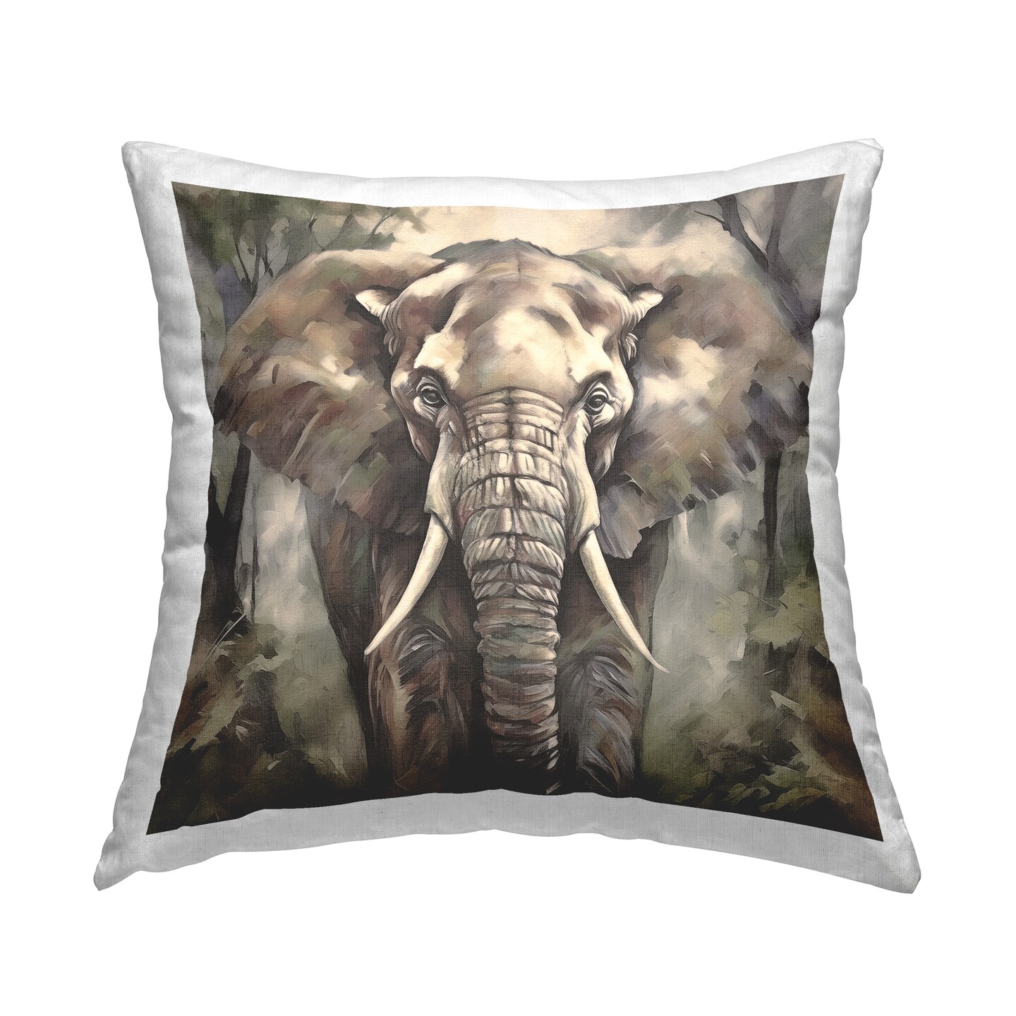 Grey Elephant Portrait Decorative Printed Throw Pillow Design by Noah Bay, 18 x 7 x 18