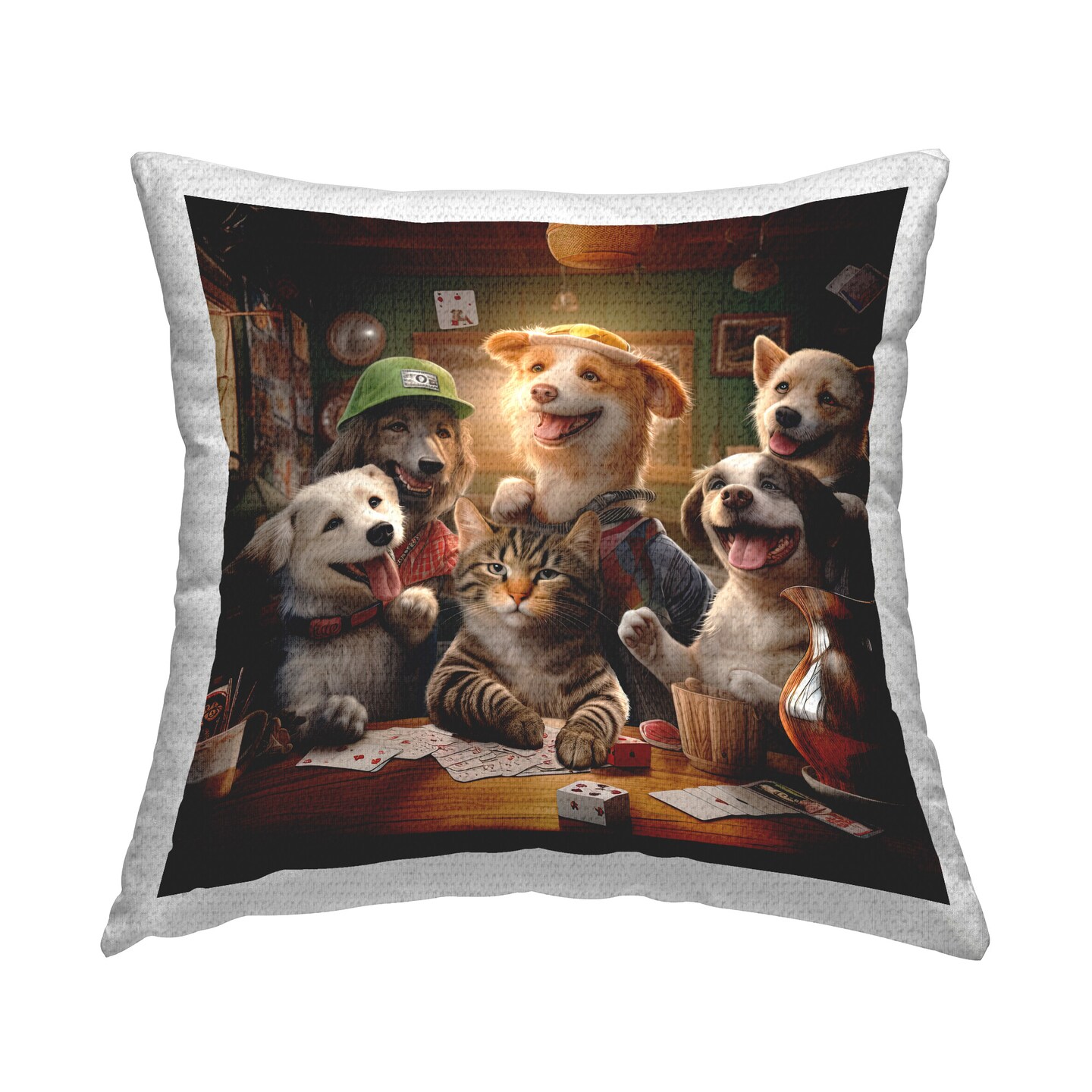 Casino Games Animals Design by Jim Baldwin Outdoor Printed Pillow