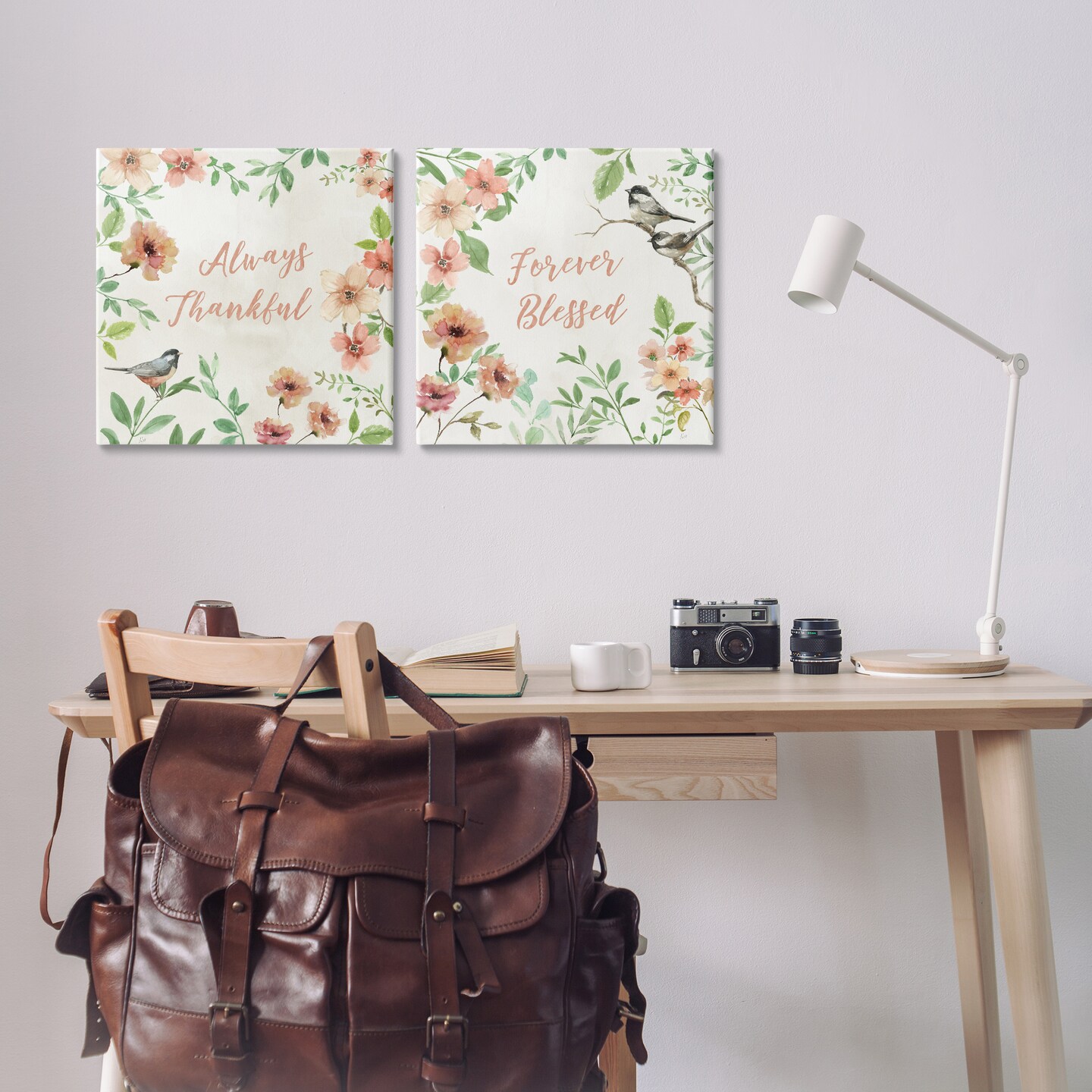 Stupell Industries Always Forever Bird 2 pc Canvas Wall Art Set Design by Nan