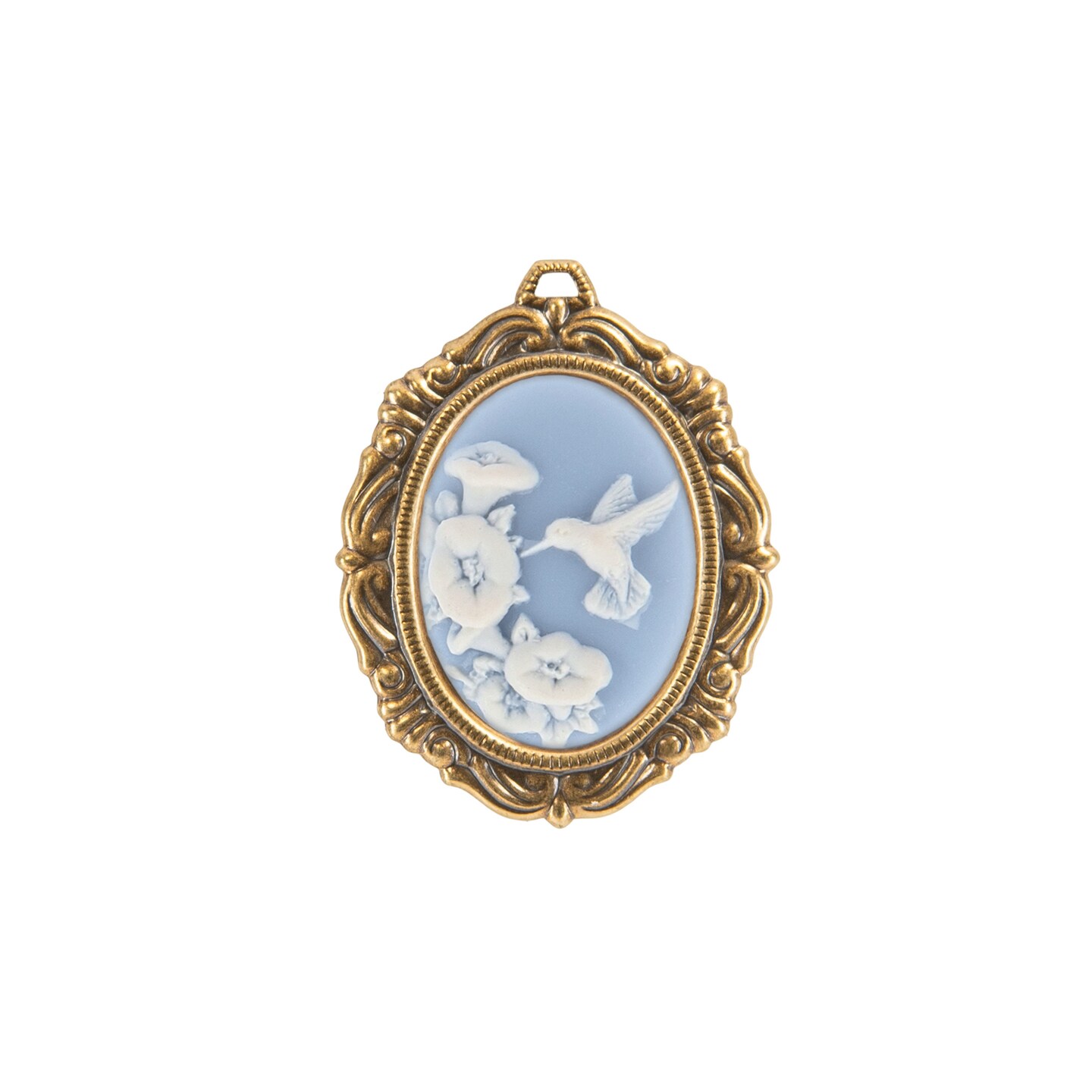 Blue and Cream Hummingbird Facing Left Cameos 25mm x 18mm Cameos, Set of Six - XXX - *CAM339