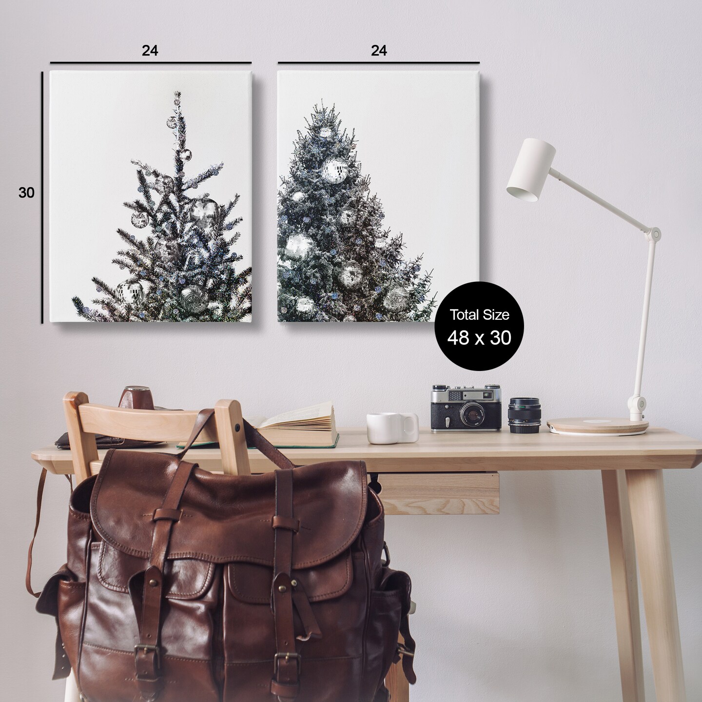 Stupell Industries Disco Ball Christmas Tree  2 pc Canvas Wall Art Set Design by Victoria Barnes