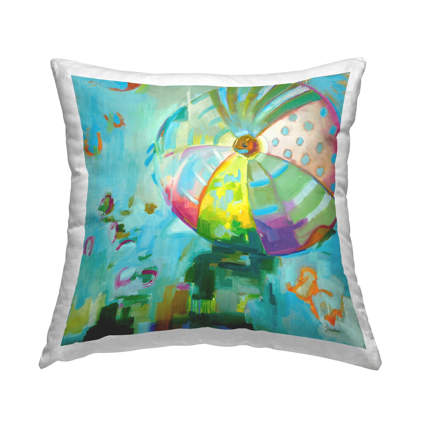 Abstract Summer Beach Ball Design by Liz Jardine Throw Pillow 