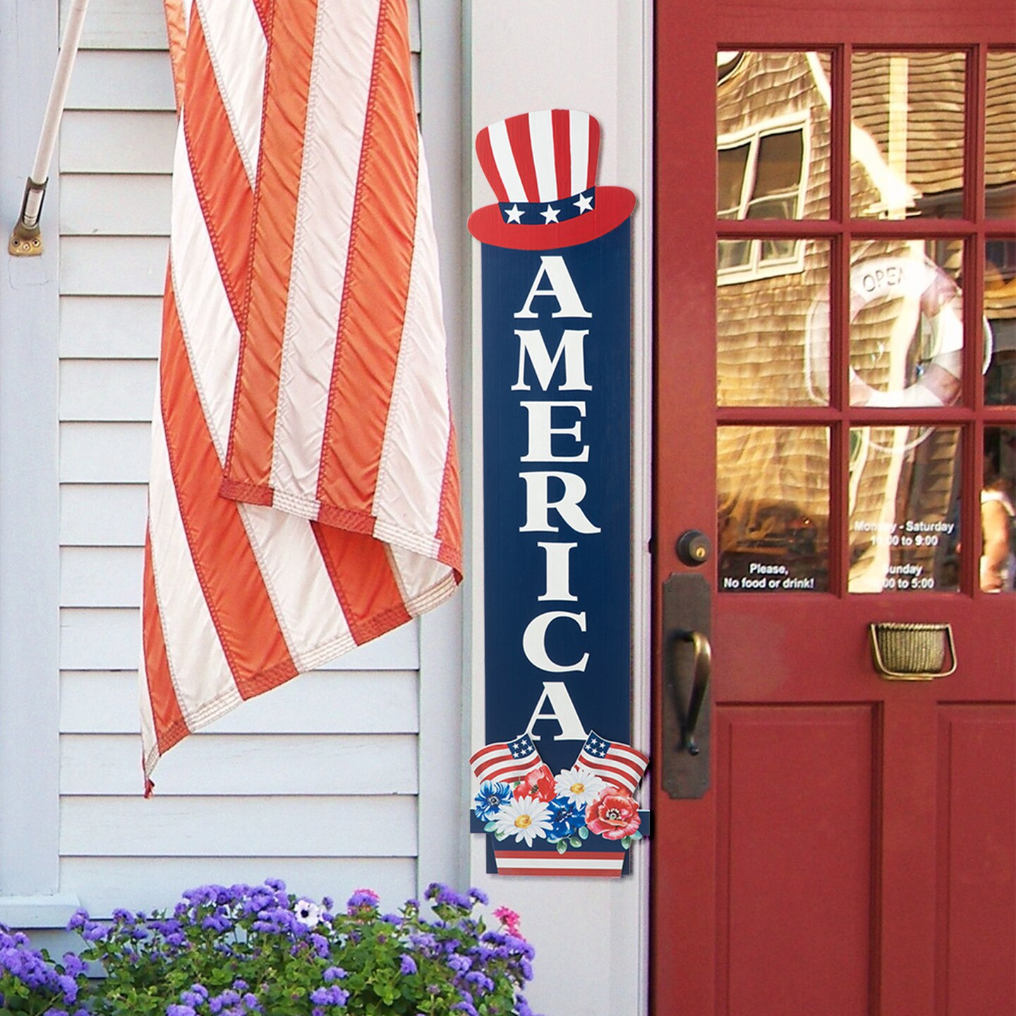 42&#x22;H Patriotic/ Americana Wooden AMERICA Porch Decor