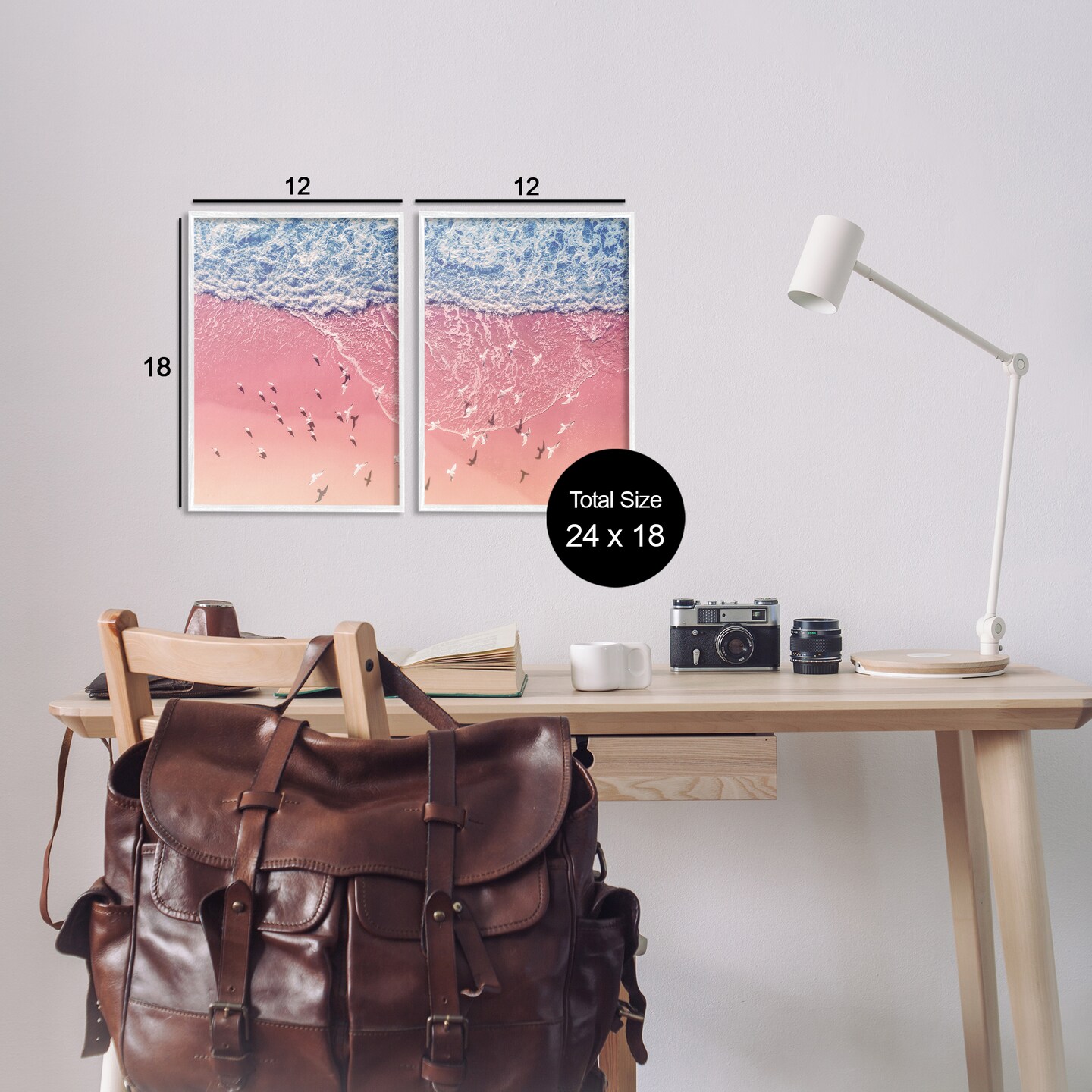 Stupell Industries Minimalist Aerial Beach 2 pc Framed Giclee Wall Art Set Design by Nataly White