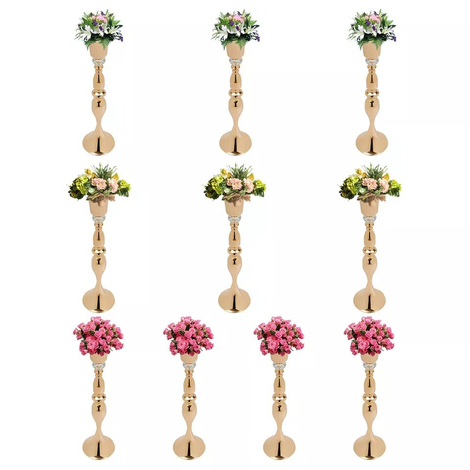 10 Gold Wedding Centerpieces Flower Vase Candle Holder Table Retro Home Decor