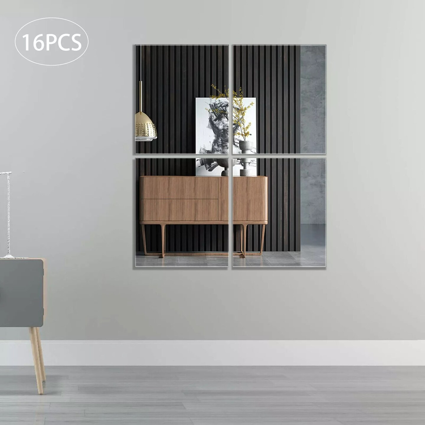 16PCS 14&#x27;&#x27;x12&#x27;&#x27; wall mirrors Wall Mounting DIY Wall Stickers Stick Self-adhesive