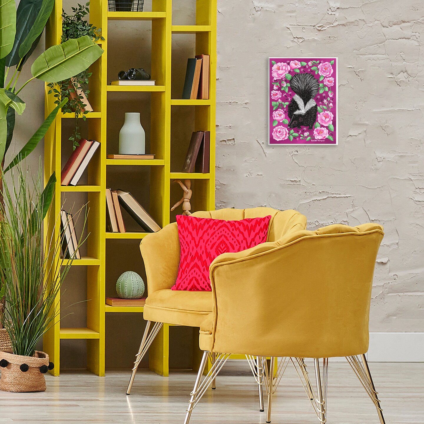 Stupell Industries Skunk & Rose Blossoms Wall Plaque Art Design by Renee Thompson