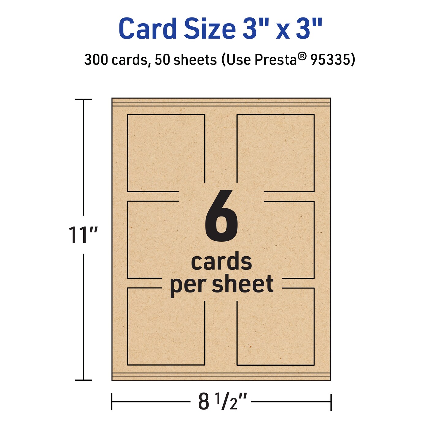 Avery Kraft Brown Square Cards, 3&#x22; x 3&#x22; Square