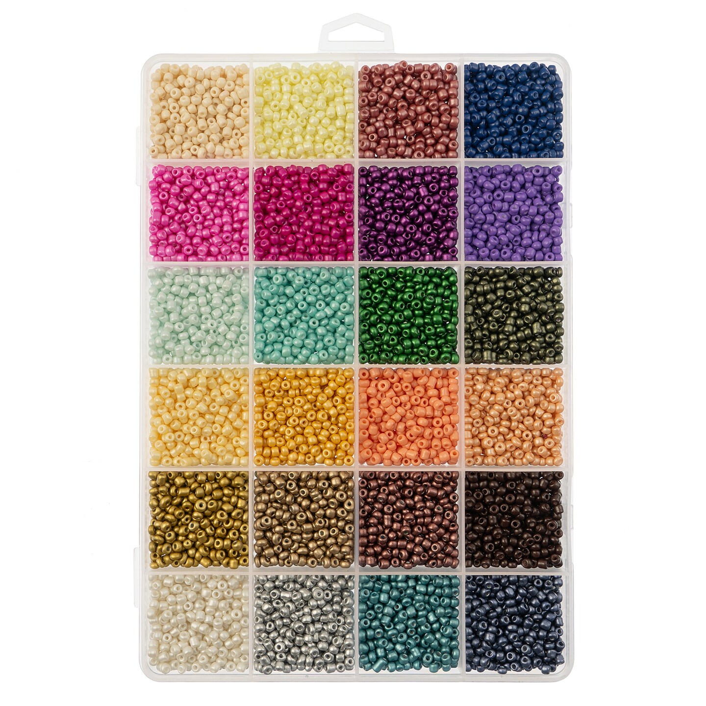 John Bead Assorted 24 Colors Glass Seed Beads 8/0 Jewelry Making Bead Box, 300g