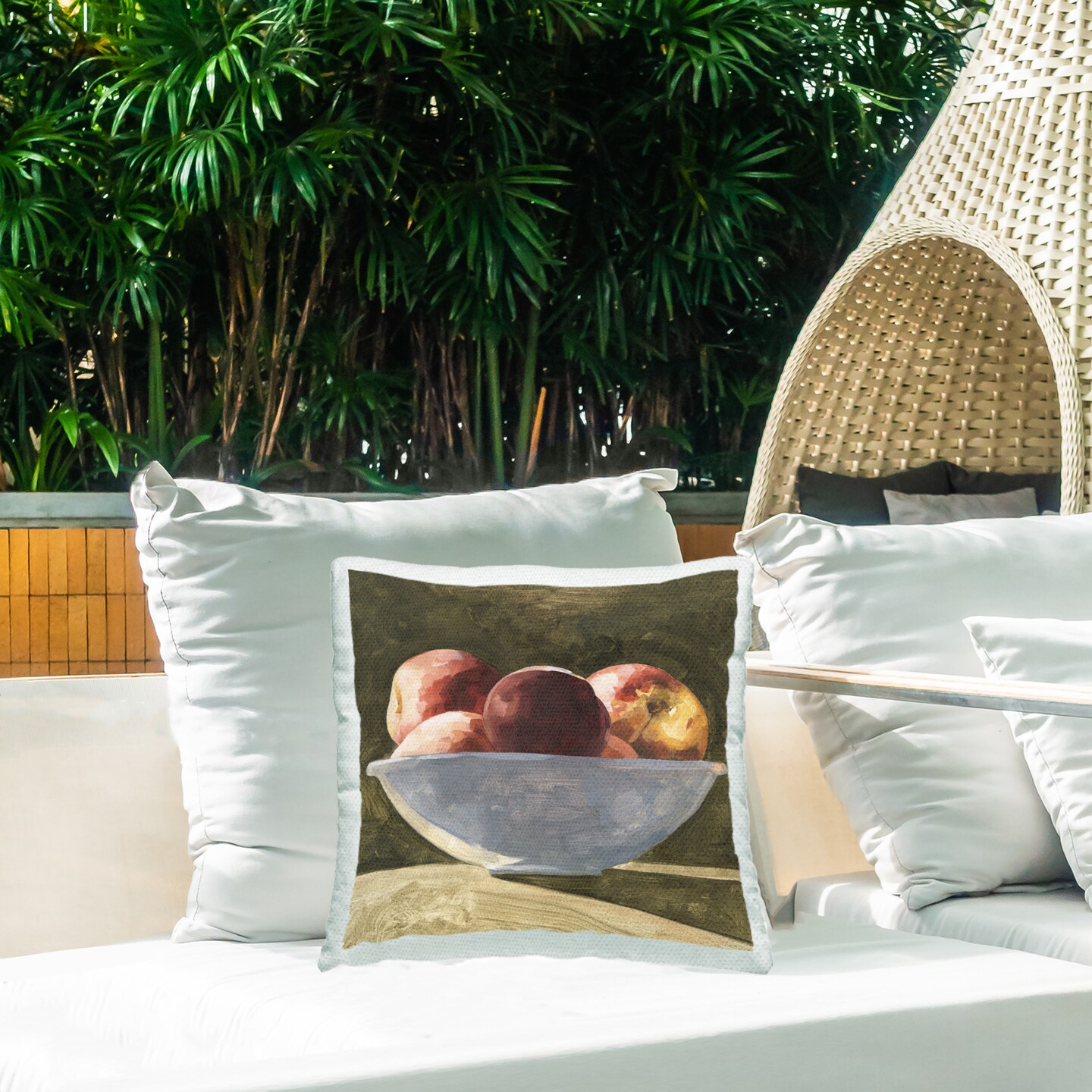 Kitchen Apple Bowl Design by Emma Caroline&#xA0; Outdoor Printed Pillow 