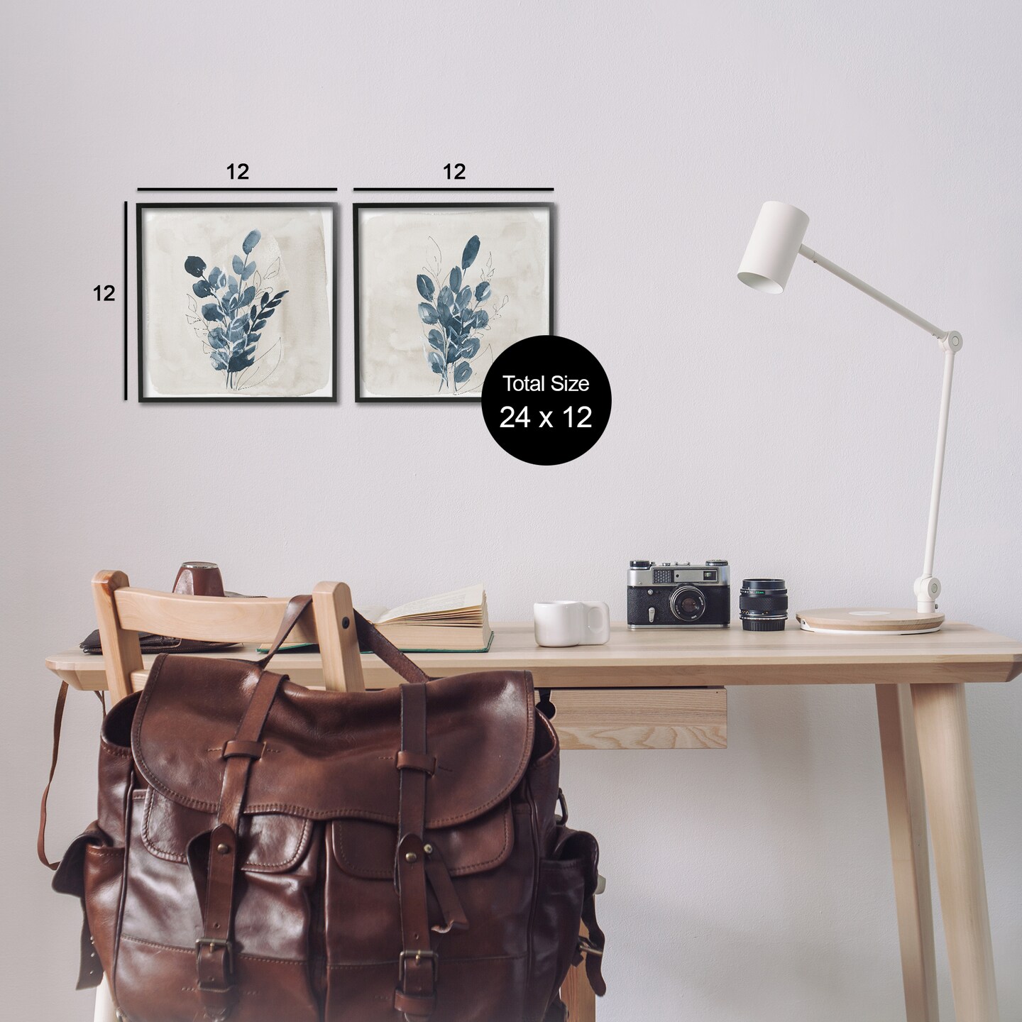 Stupell Industries Blue Summer Leaves 2 pc Framed Giclee Wall Art Set Design by Lucille Price