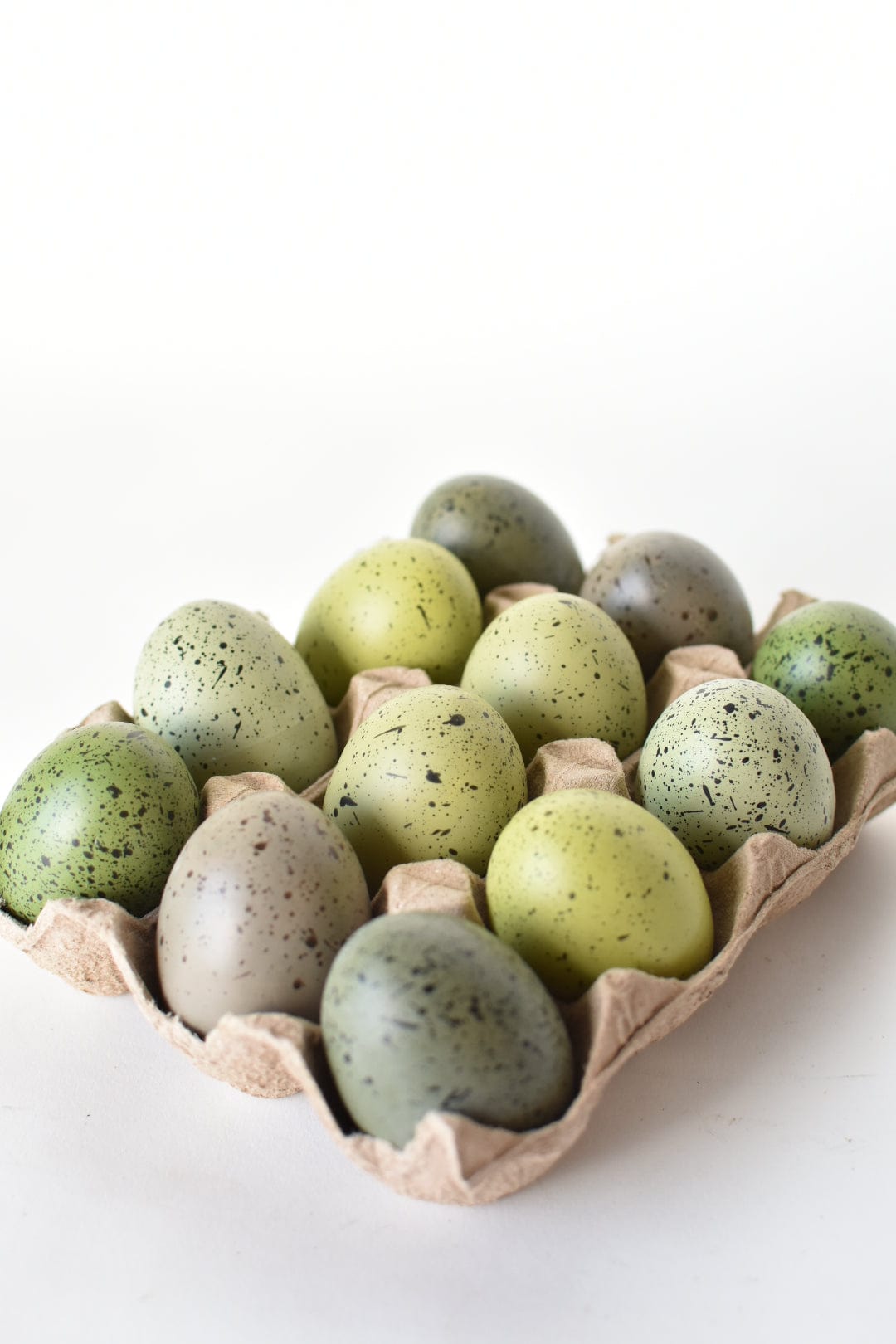 2&#x22; Faux Shades of Green Speckled Eggs