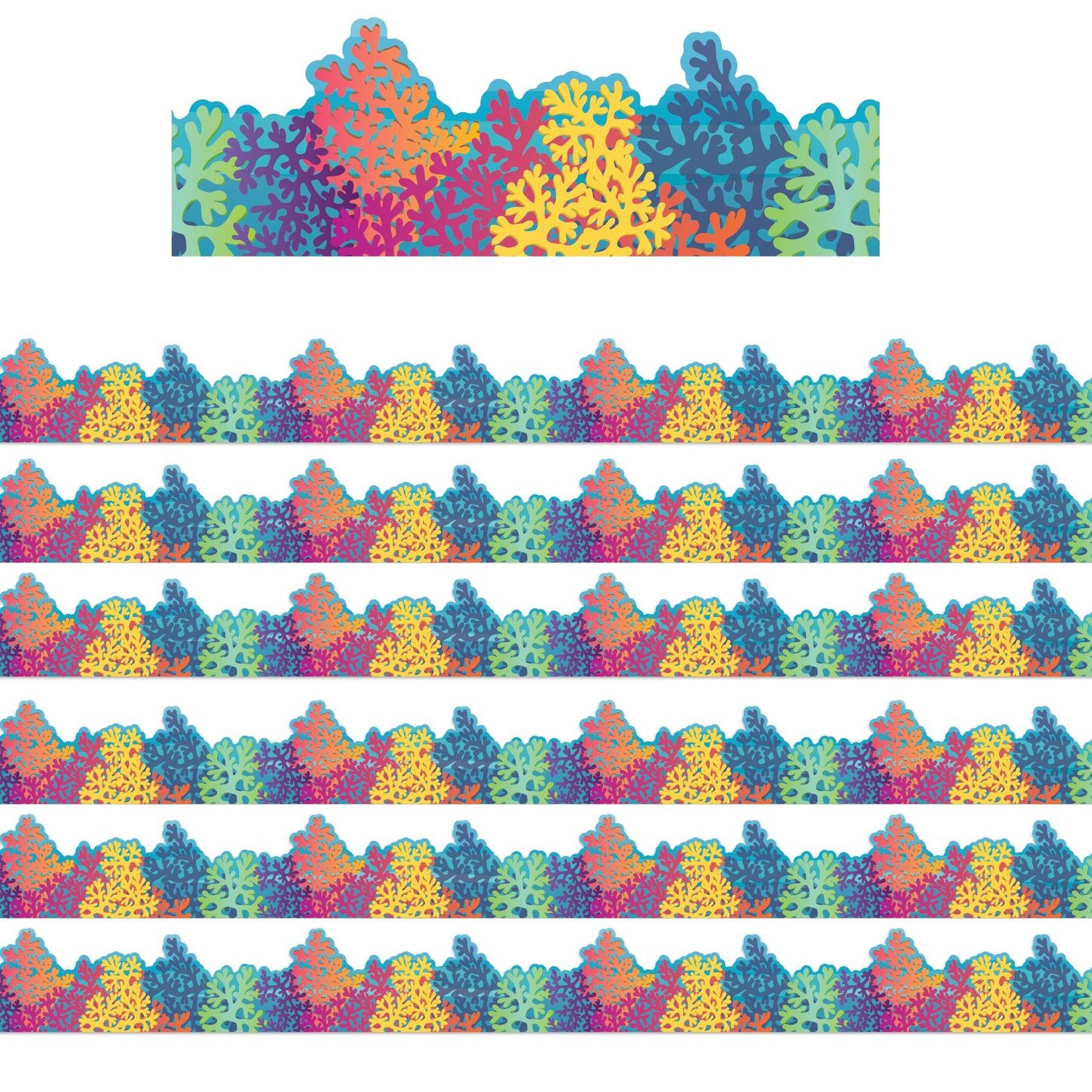 Seas the Day Colorful Coral Reef Extra Wide Die-Cut Deco Trim&#xAE;, 37 Feet Per Pack, 6 Packs