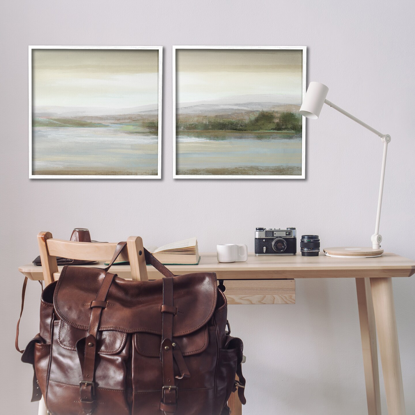 Stupell Industries Abstract Lakeside Landscape 2 pc Framed Giclee Wall Art Set Design by Nan