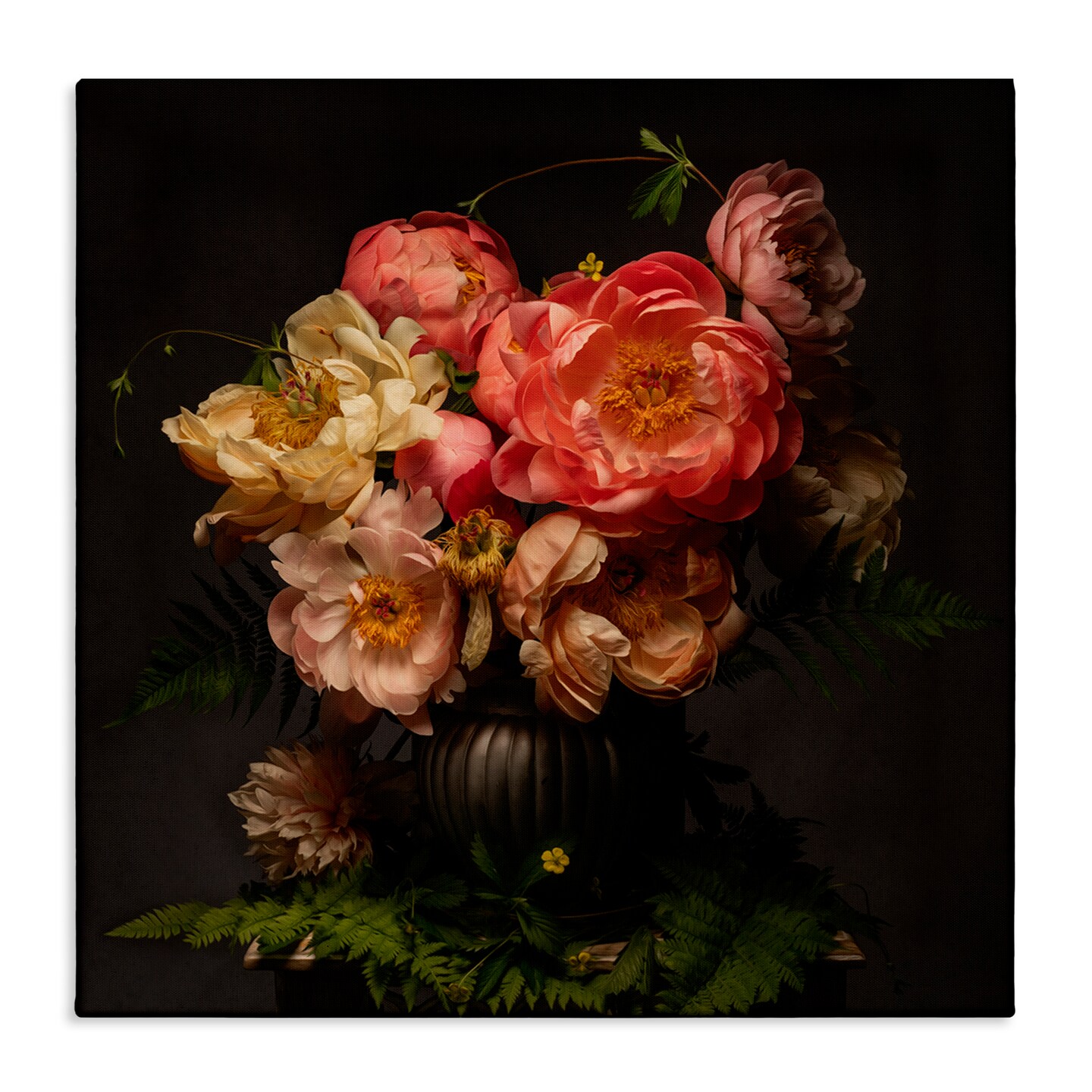 Stupell Industries Peonies & Ferns Bouquet Canvas Wall Art Design by Leah McLean