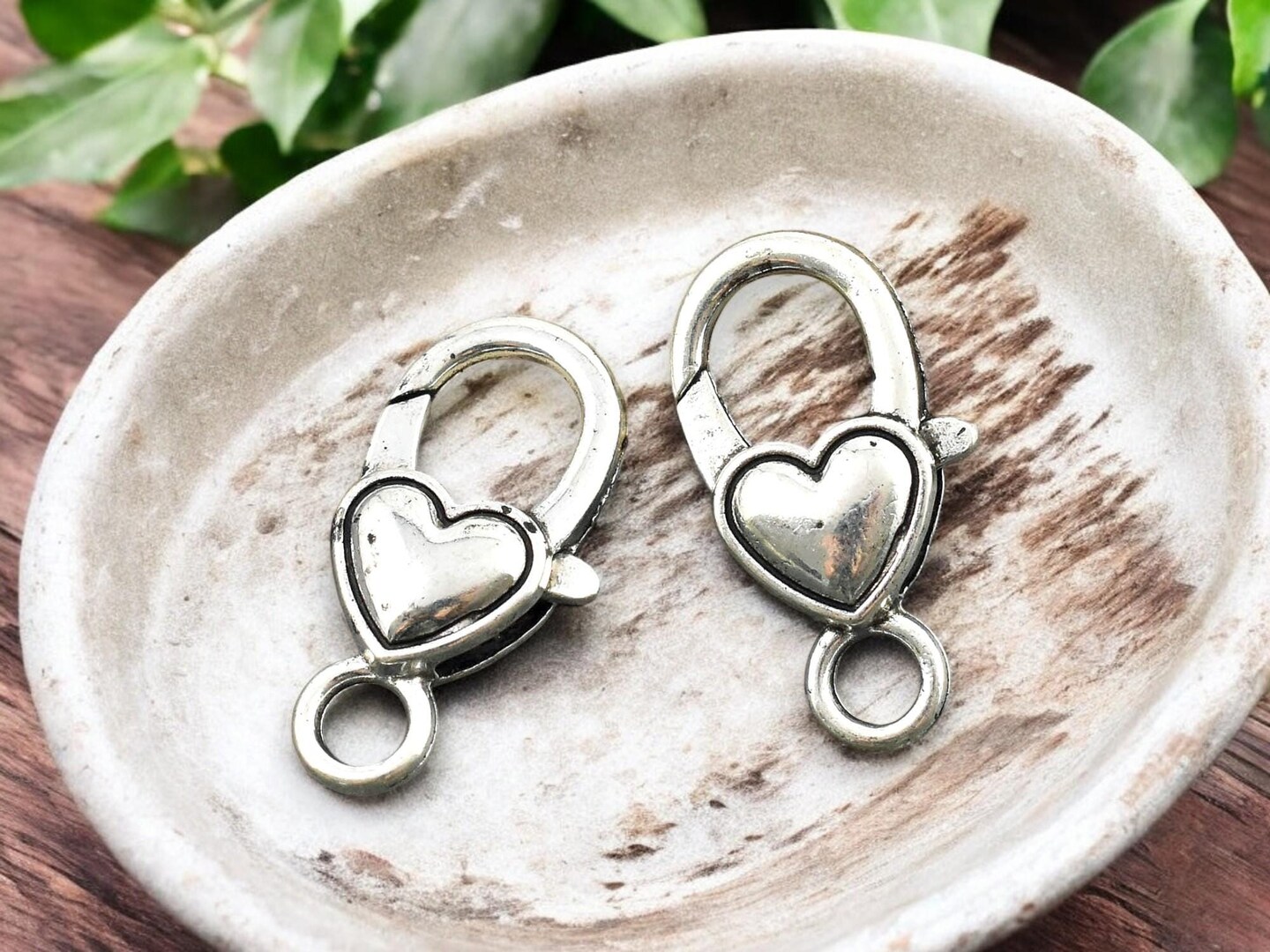 *10* 21x12mm Antique Silver Heart Lobster Clasps