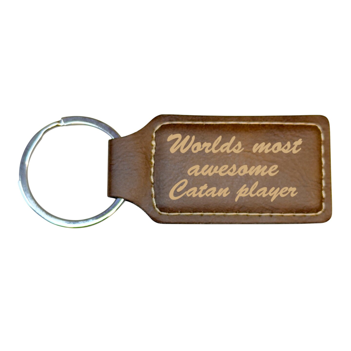 Keychain - Rectangle - Catan Player - Leather Keychain - Rectangle - Catan Player - Leather