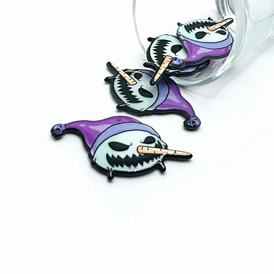 1, 4 or 20 Pieces: Creepy Christmas Scary Snowman Charms - Double Sided