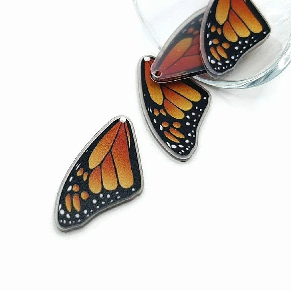 1, 4 or 20 Pieces: Acrylic Monarch Butterfly Wing Charms