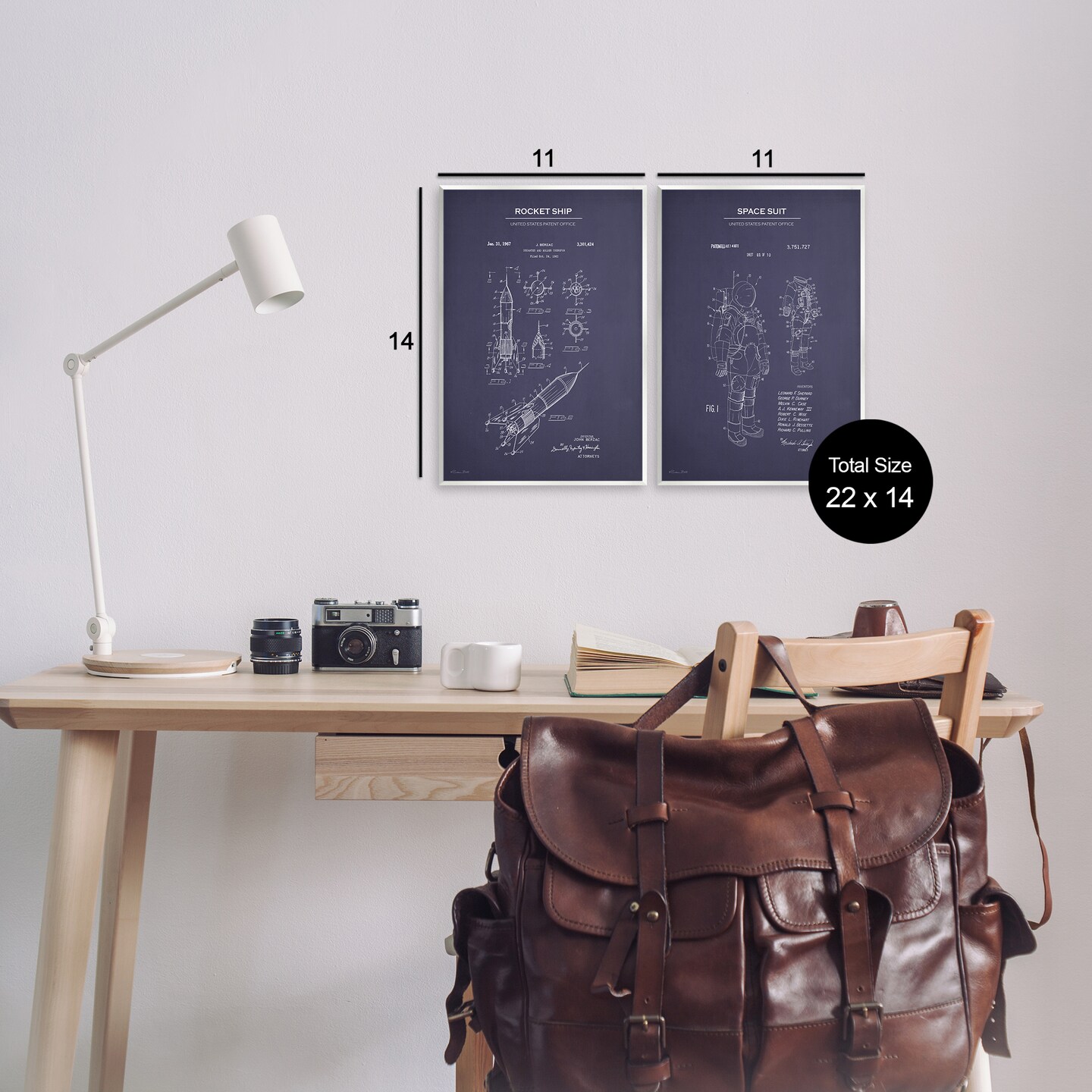 Stupell Industries Rocket Space Suit Diagram  2 pc Wall Plaque Art Set Design by Susan Ball