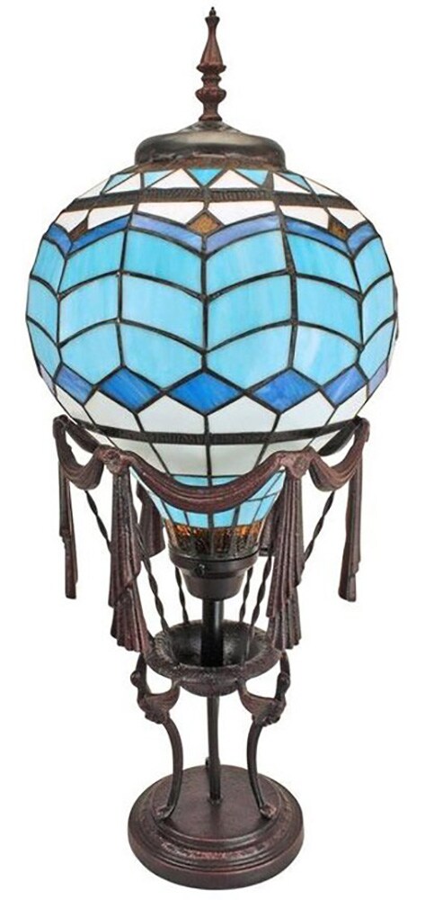 Hot Air Balloon Tiffany Stained Glass Shade &#x26; Lamp Base - Perfect for a Living Room, Bedroom, Office, &#x26; More