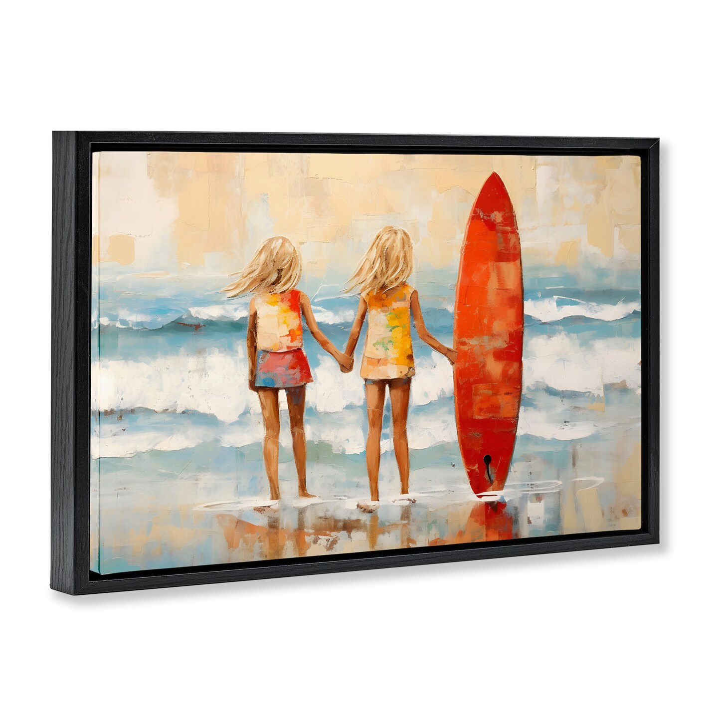 Stupell Industries Kids &#x26; Beach Surfboard Framed Floater Canvas Wall Art Design by Petal Prints Design