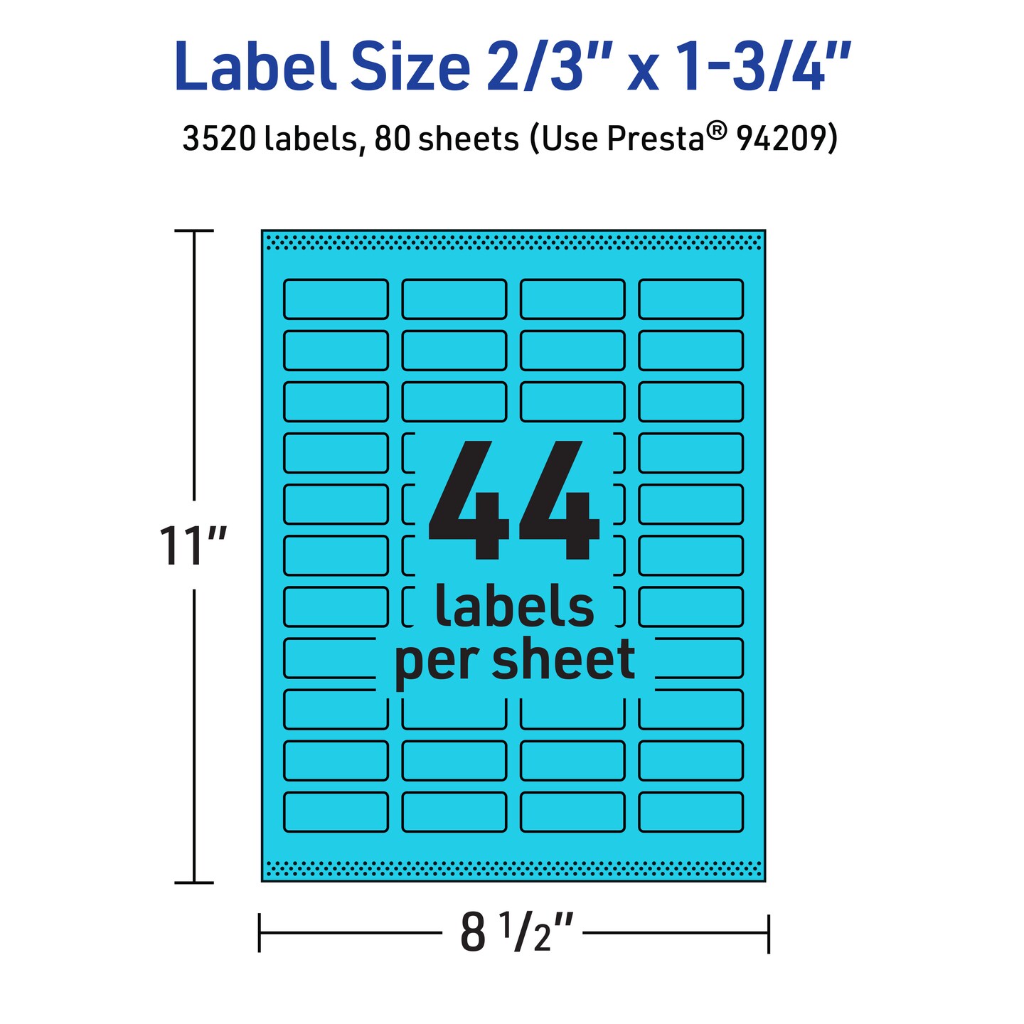 Avery Bright Blue Paper Labels, 2/3&#x22; x 1-3/4&#x22; Rectangle
