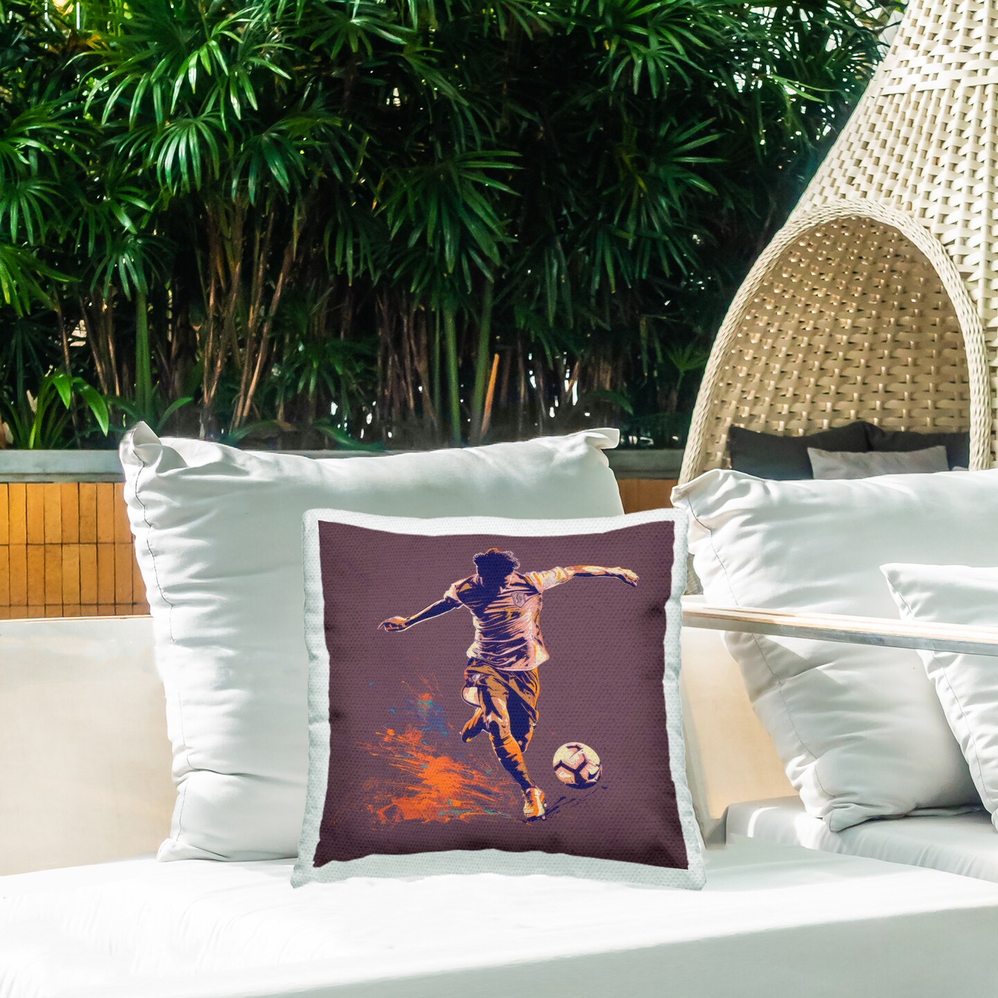 Winning Goal Abstract Athlete Outdoor Printed Pillow Design by Lazar Studio, 18 x 7 x 18