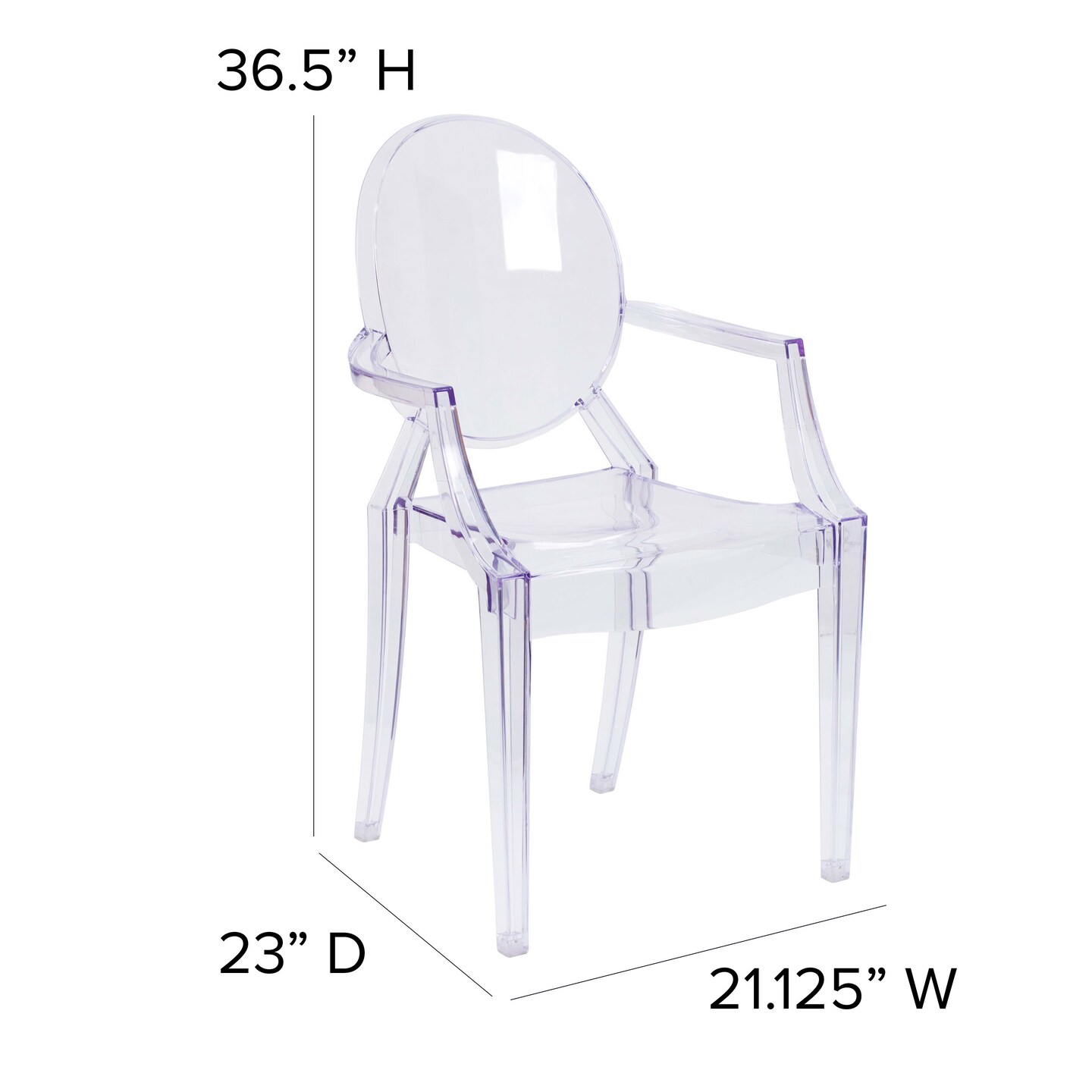 Emma and Oliver Oval Back Ghost Chair with Arms
