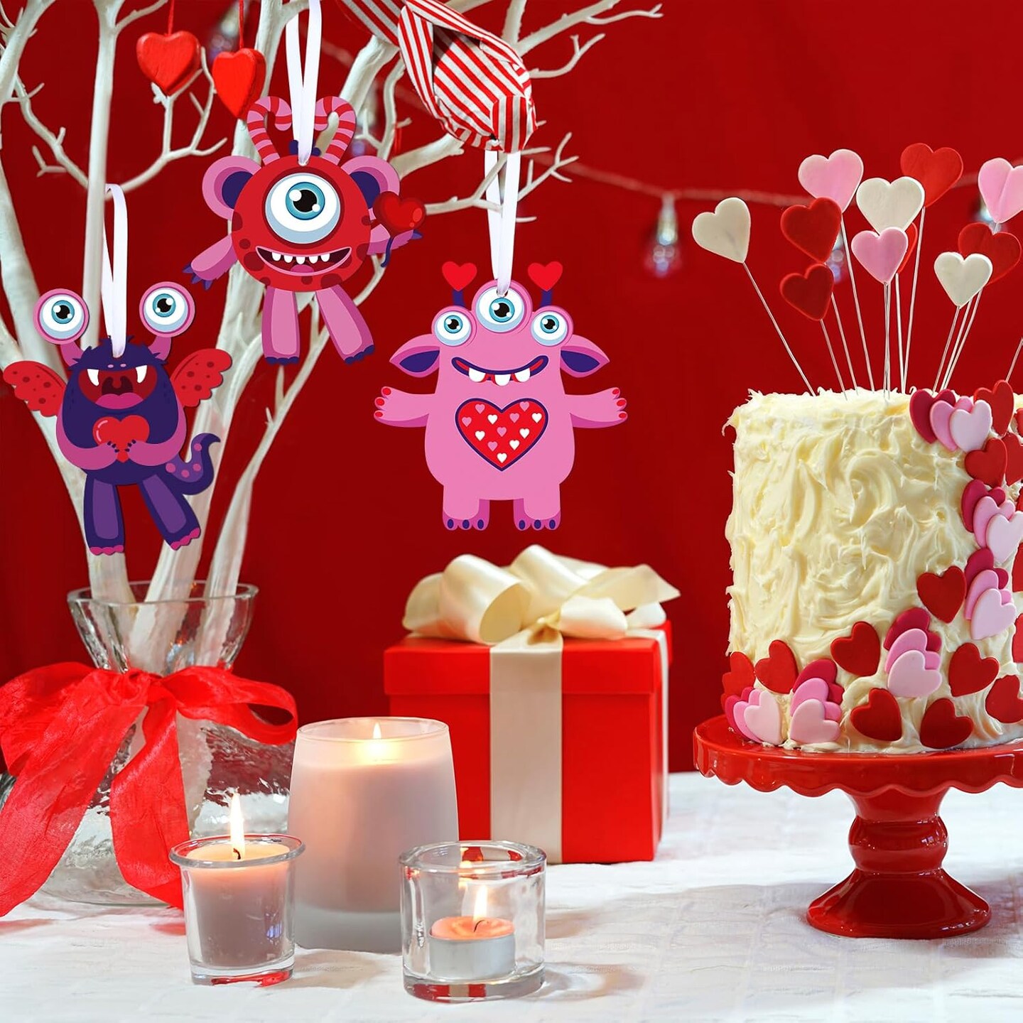 Valentine's Day Craft Kits for Kids, DIY Craft Ornament Valentine Class Game Activities Paper Craft Hanging Ornament for Valentines Day Decorations (24 Sets)